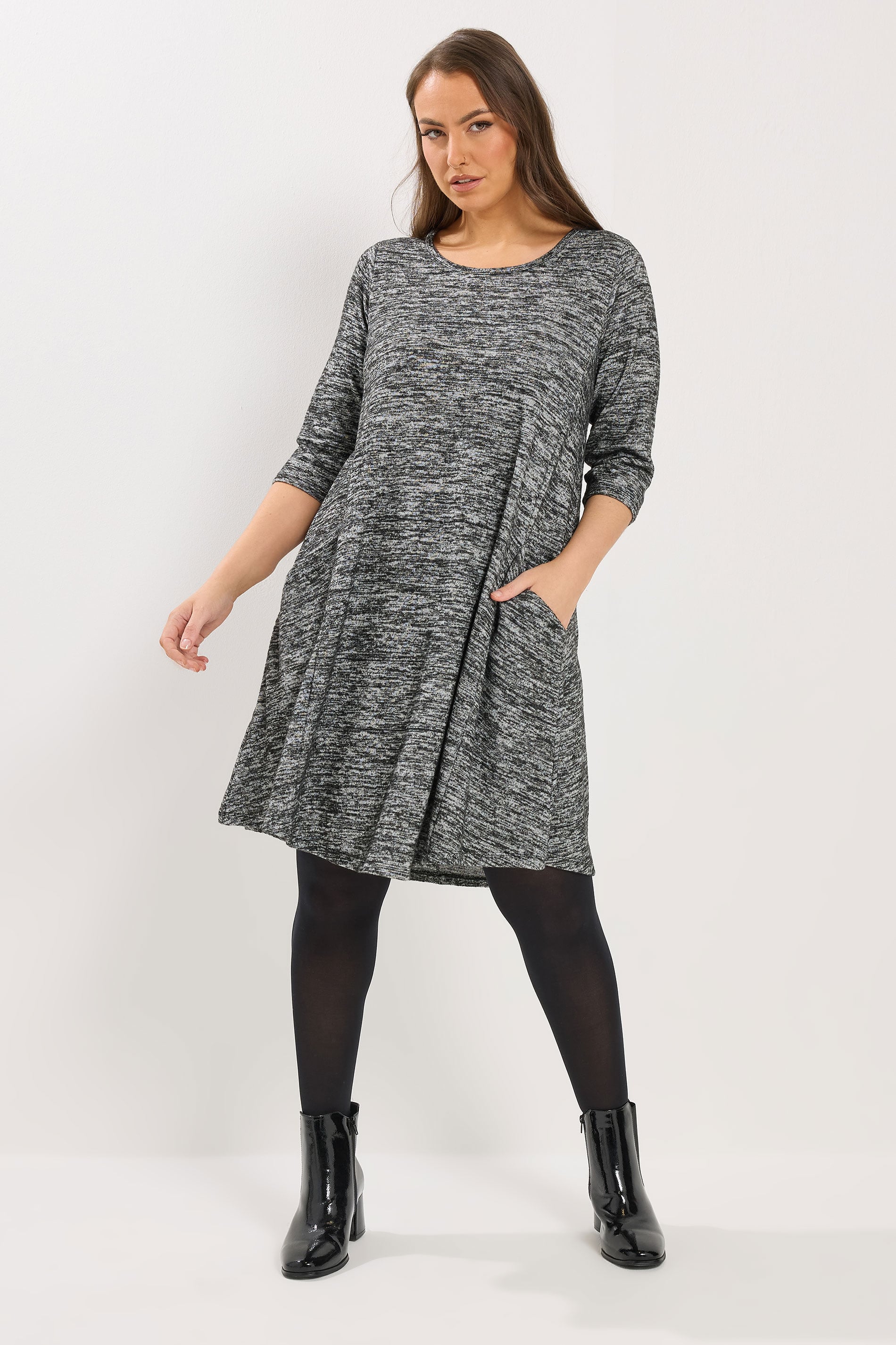 YOURS Plus Size Grey Drape Pocket Dress | Yours Clothing 1