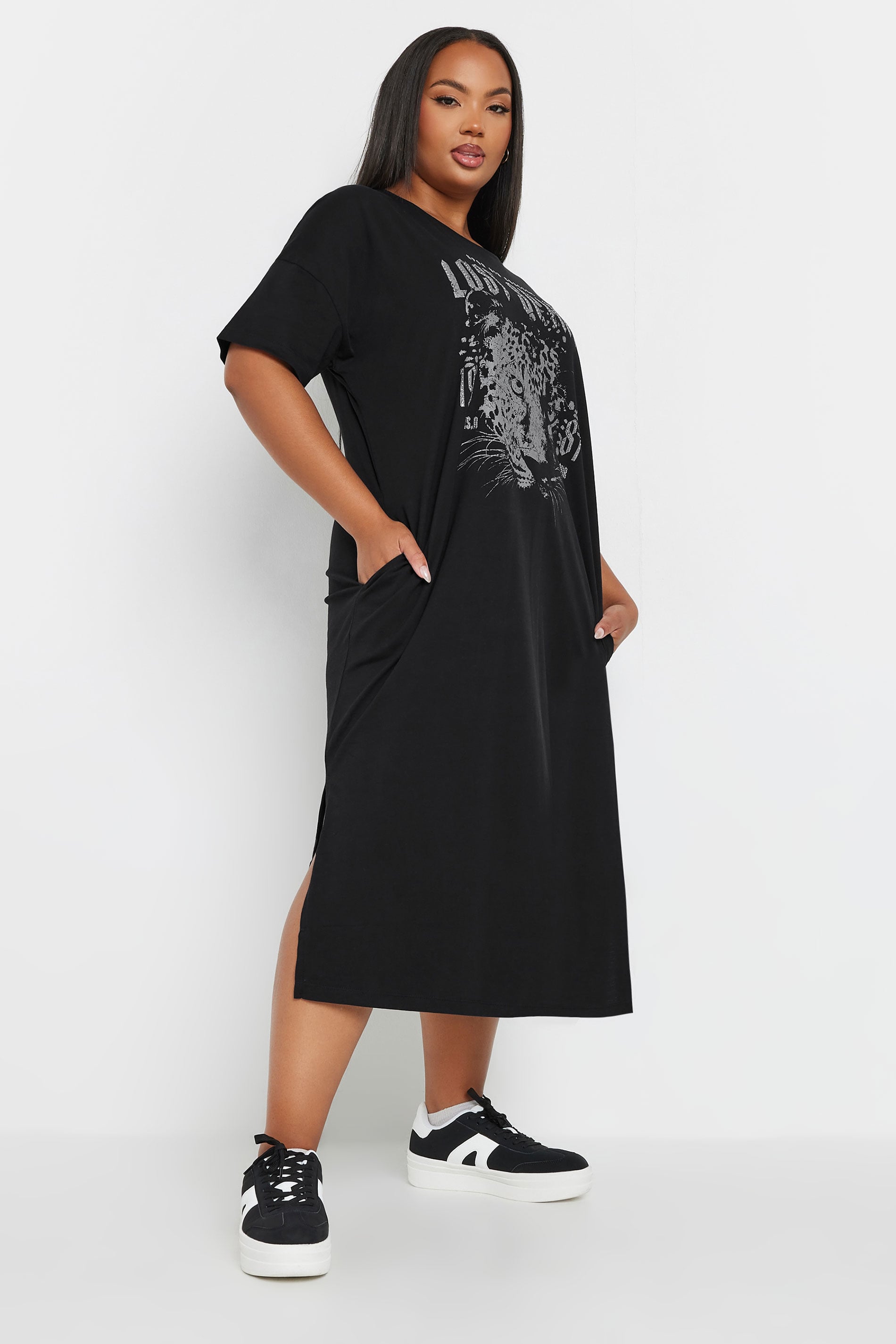 YOURS Plus Size Black 'Lost Spirit' Stud Midi Dress | Yours Clothing 3