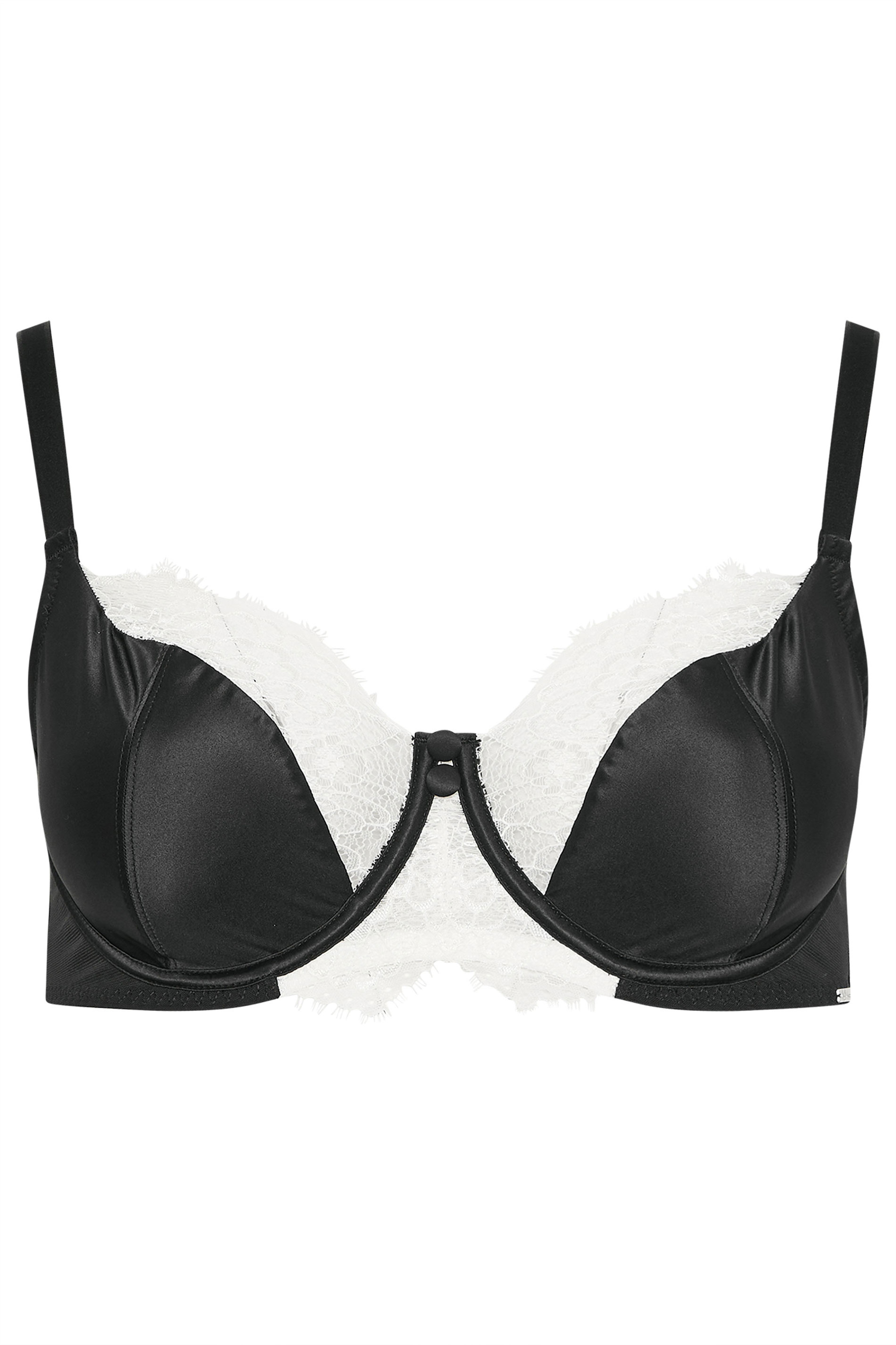 YOURS Plus Size Black Contrast Lace Non-Padded Underwired Bra | Yours Clothing 5