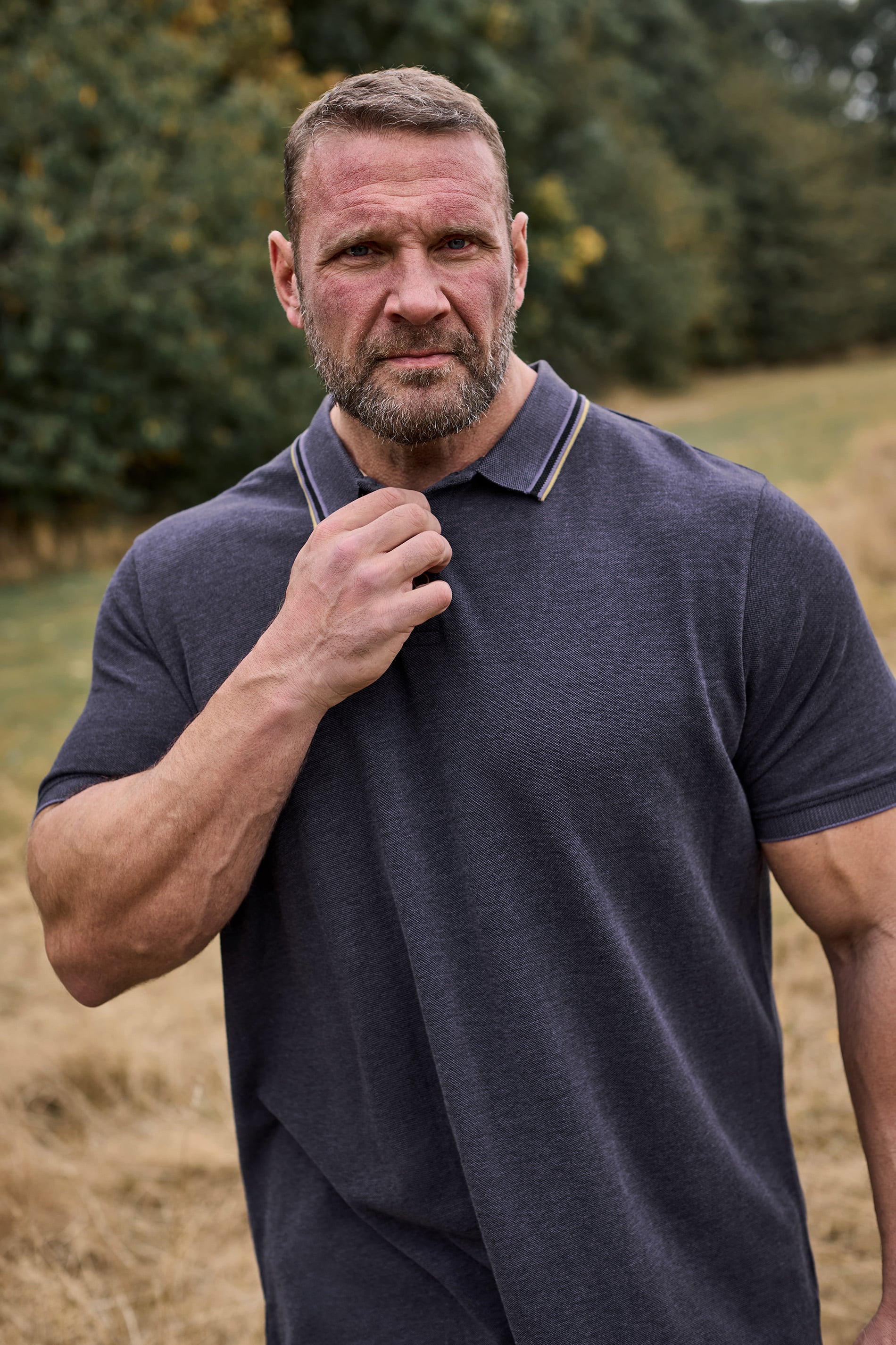 BadRhino Big & Tall Purple Textured Tipped Polo Shirt | BadRhino 3