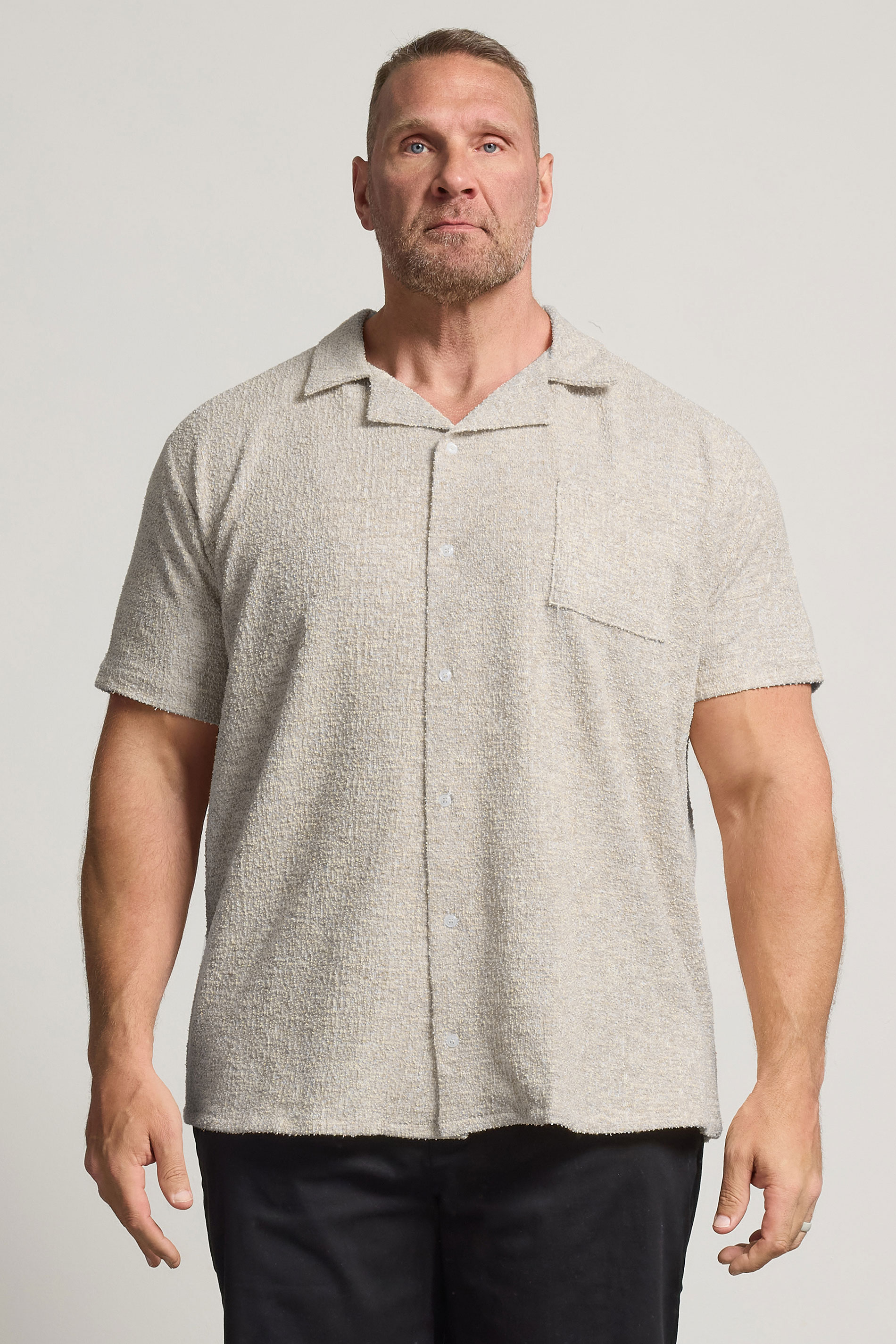 BadRhino Big & Tall Natural Brown Short Sleeve Textured Jersey Shirt | BadRhino 1