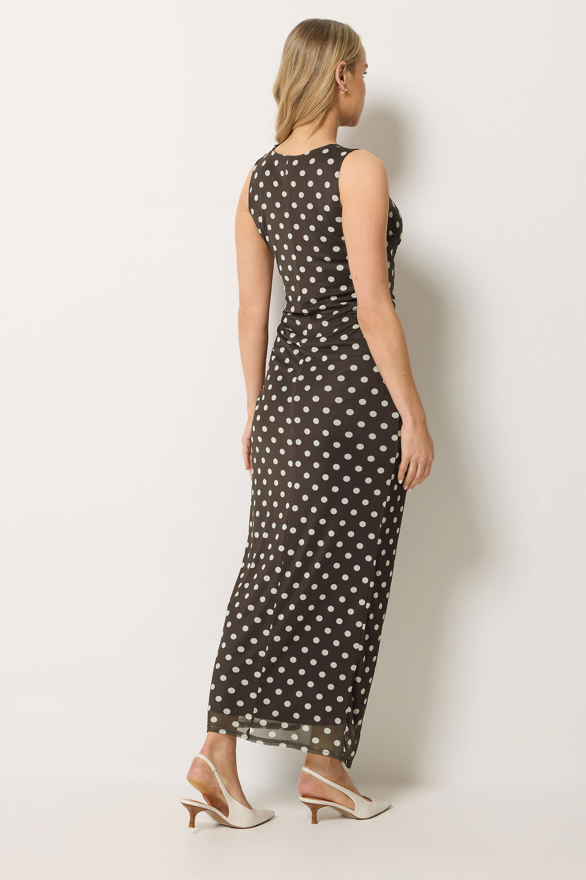 LTS Tall Women's Chocolate Brown Polka Dot Twist Maxi Dress | Long Tall Sally 2