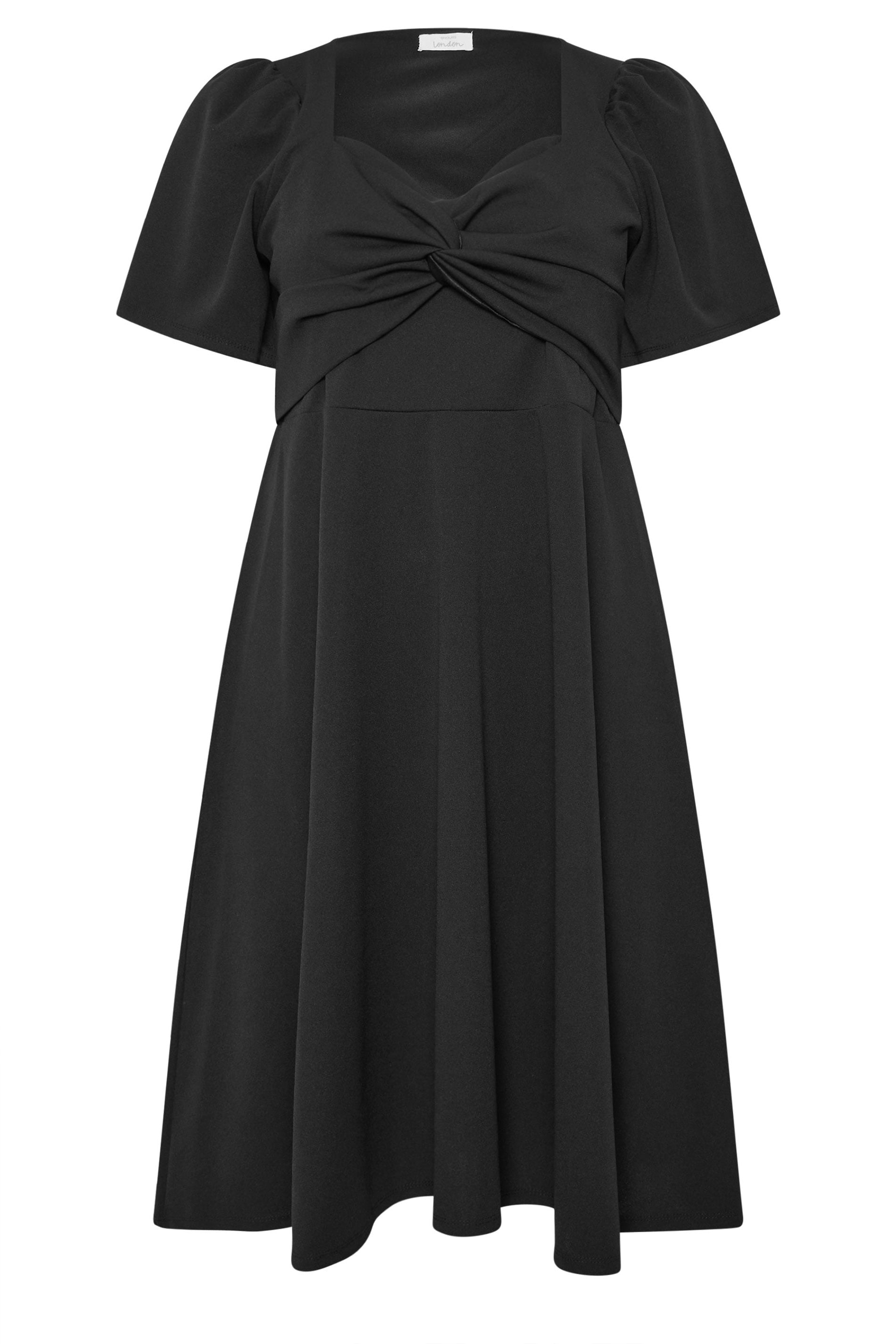 YOURS LONDON Plus Size Black Knot Detail Skater Dress | Yours Clothing 5