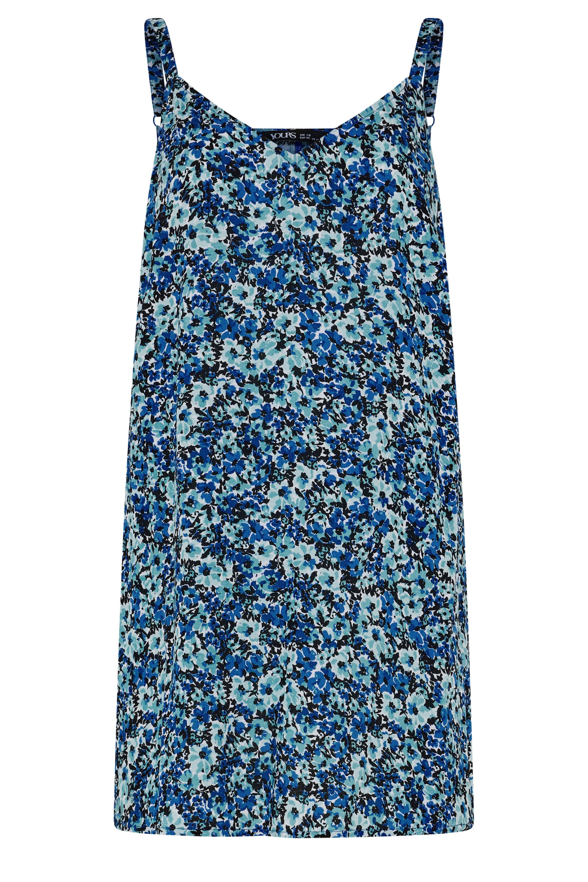 YOURS Plus Size Blue Floral Vest Top | Yours Clothing 5