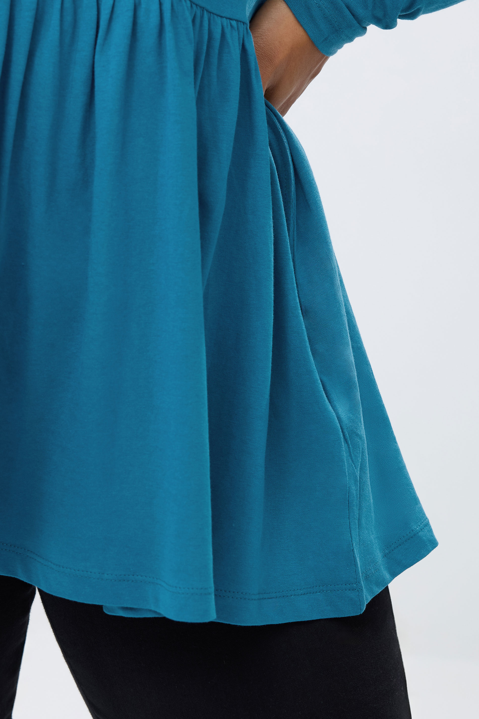 YOURS Plus Size Blue Long Sleeve Peplum Top | Yours Clothing 4