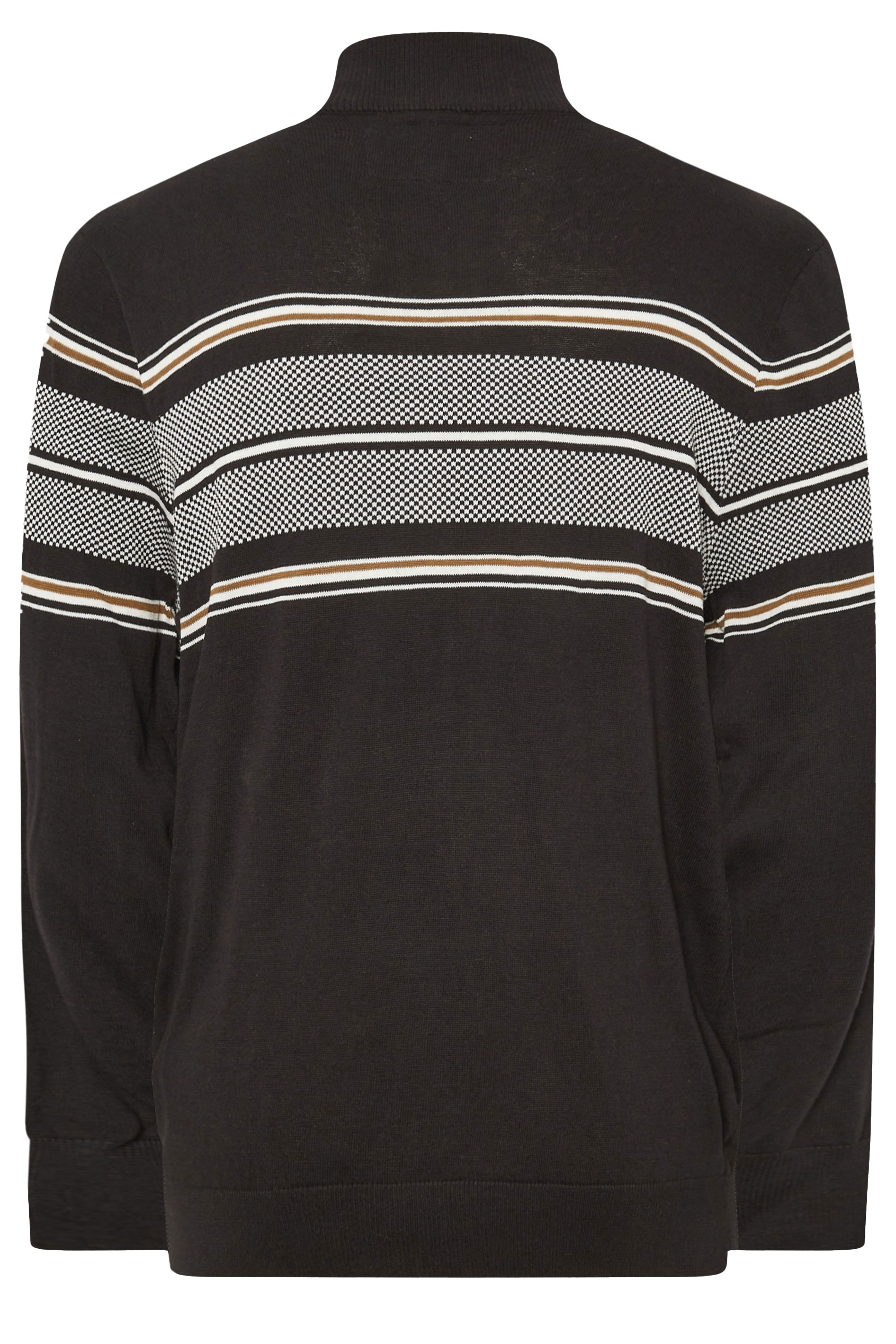 KAM Big & Tall Black Quarter Zip Stripe Knit Jumper | BadRhino 4