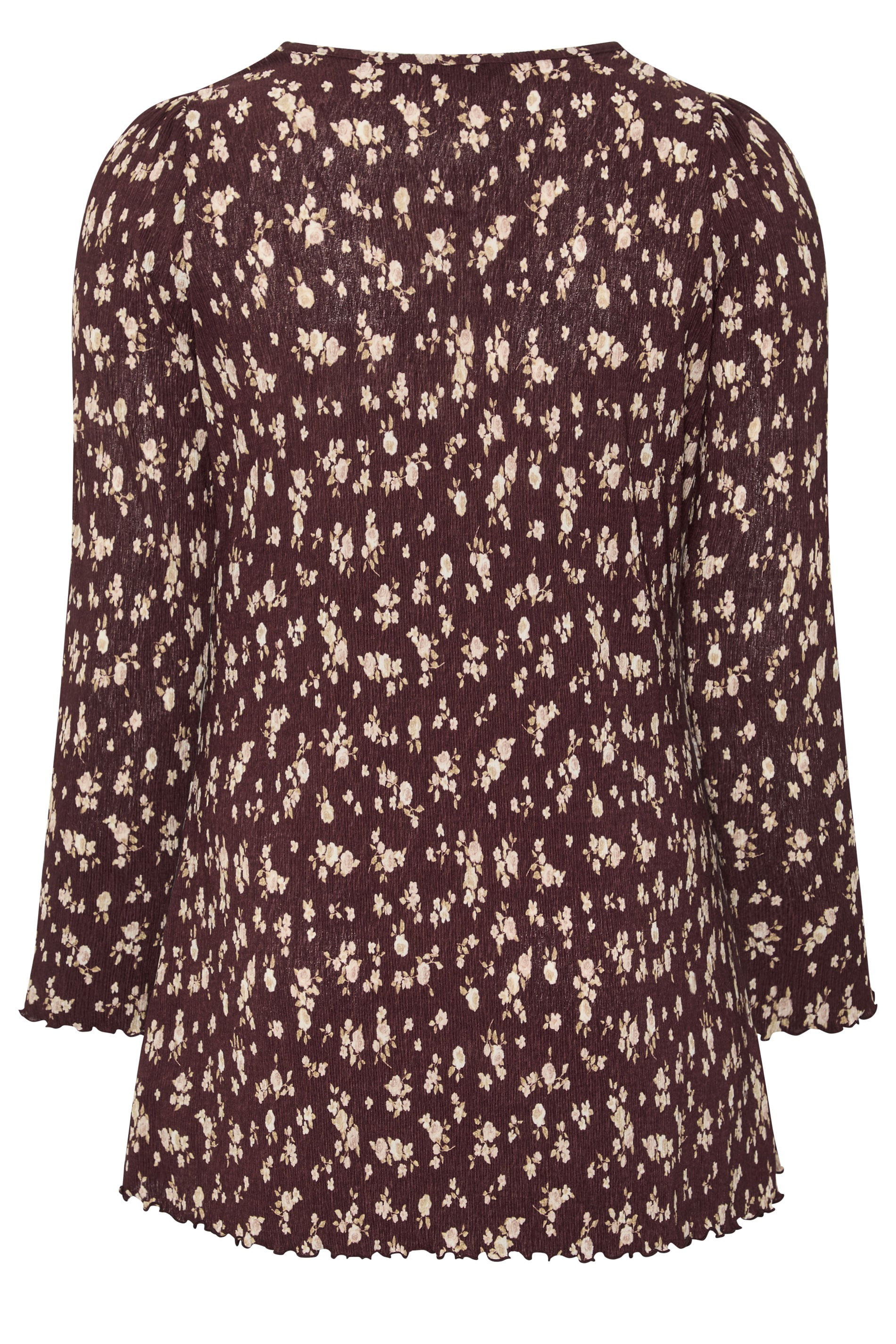 YOURS Plus Size Chocolate Brown Ditsy Floral Tunic Top | Yours Clothing 2