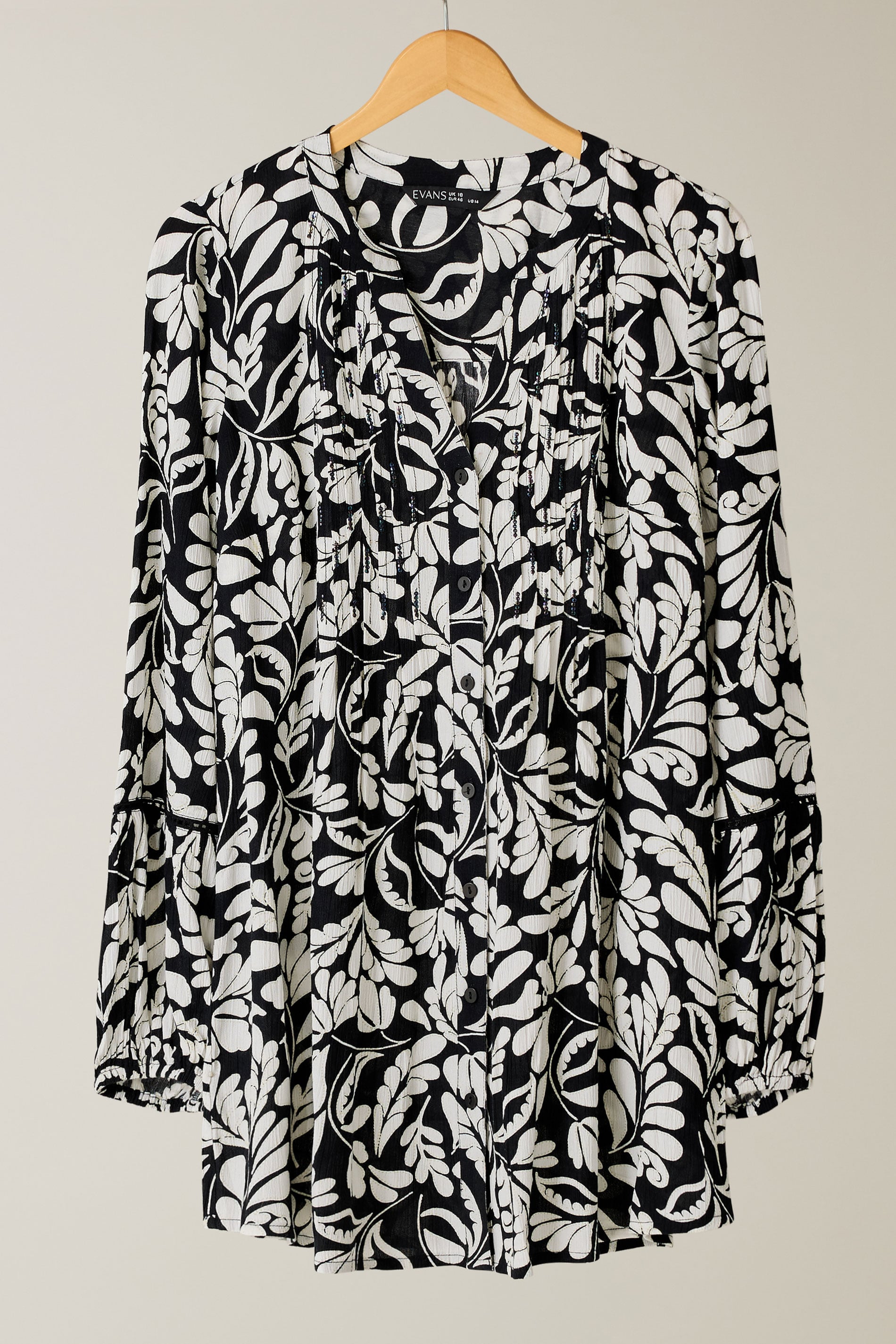 EVANS Plus Size Black Floral Print Pintuck Blouse | Evans 6
