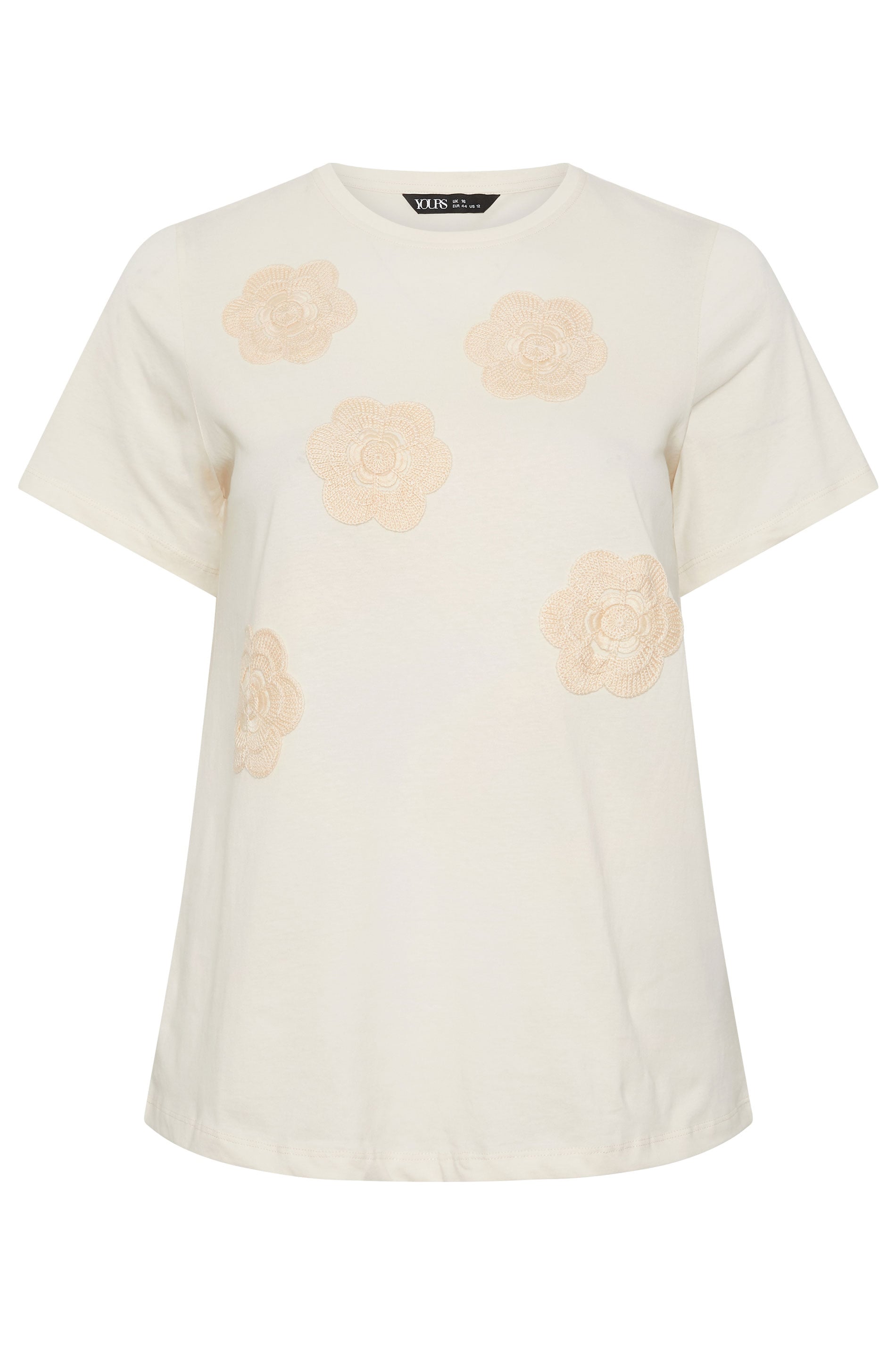 YOURS Plus Size Cream Daisy Applique T-Shirt | Yours Clothing 5