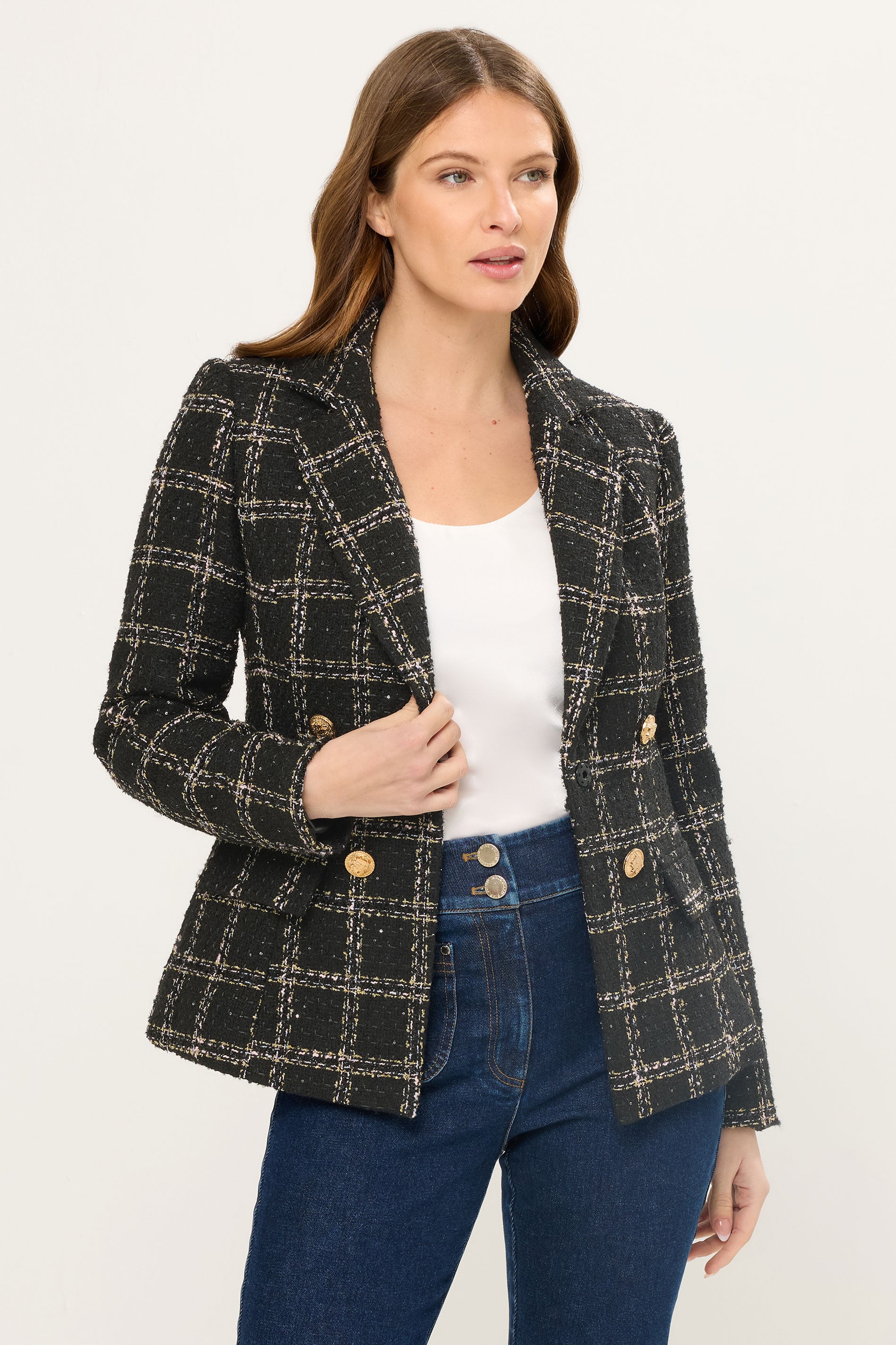 STAR Black Check Boucle Blazer | StarByJM 3