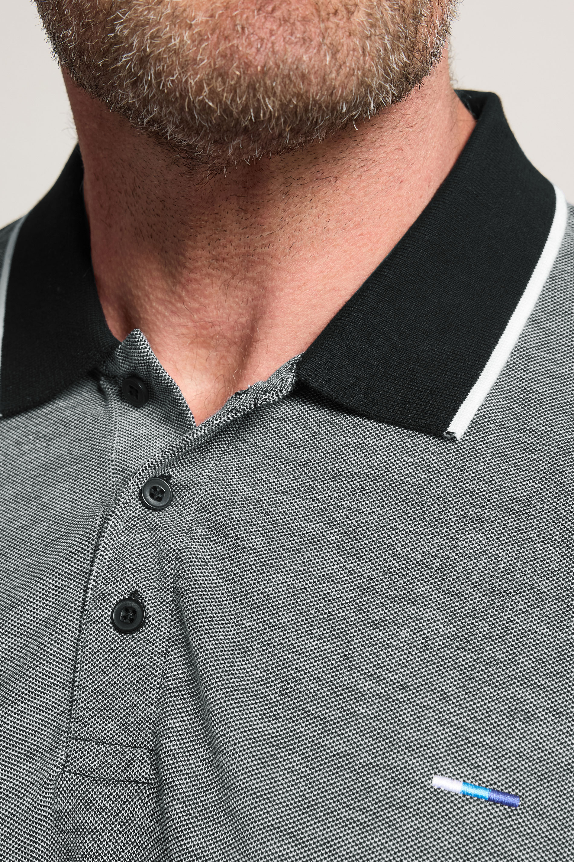 BadRhino Big & Tall Grey & Black Tipped Polo Shirt | BadRhino 4