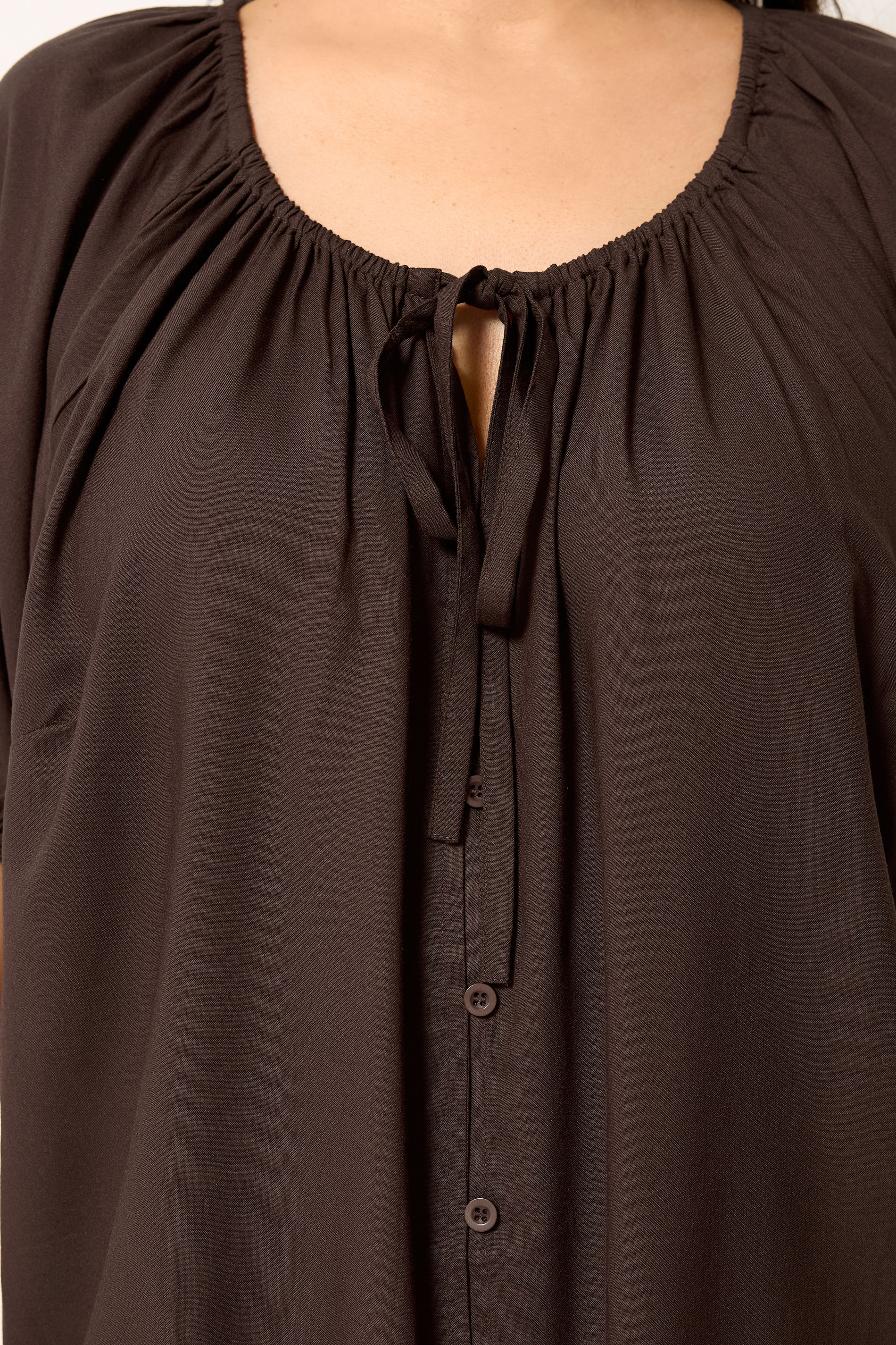 YOURS Plus Size Chocolate Brown Button Through Top | Yours Clothing 4