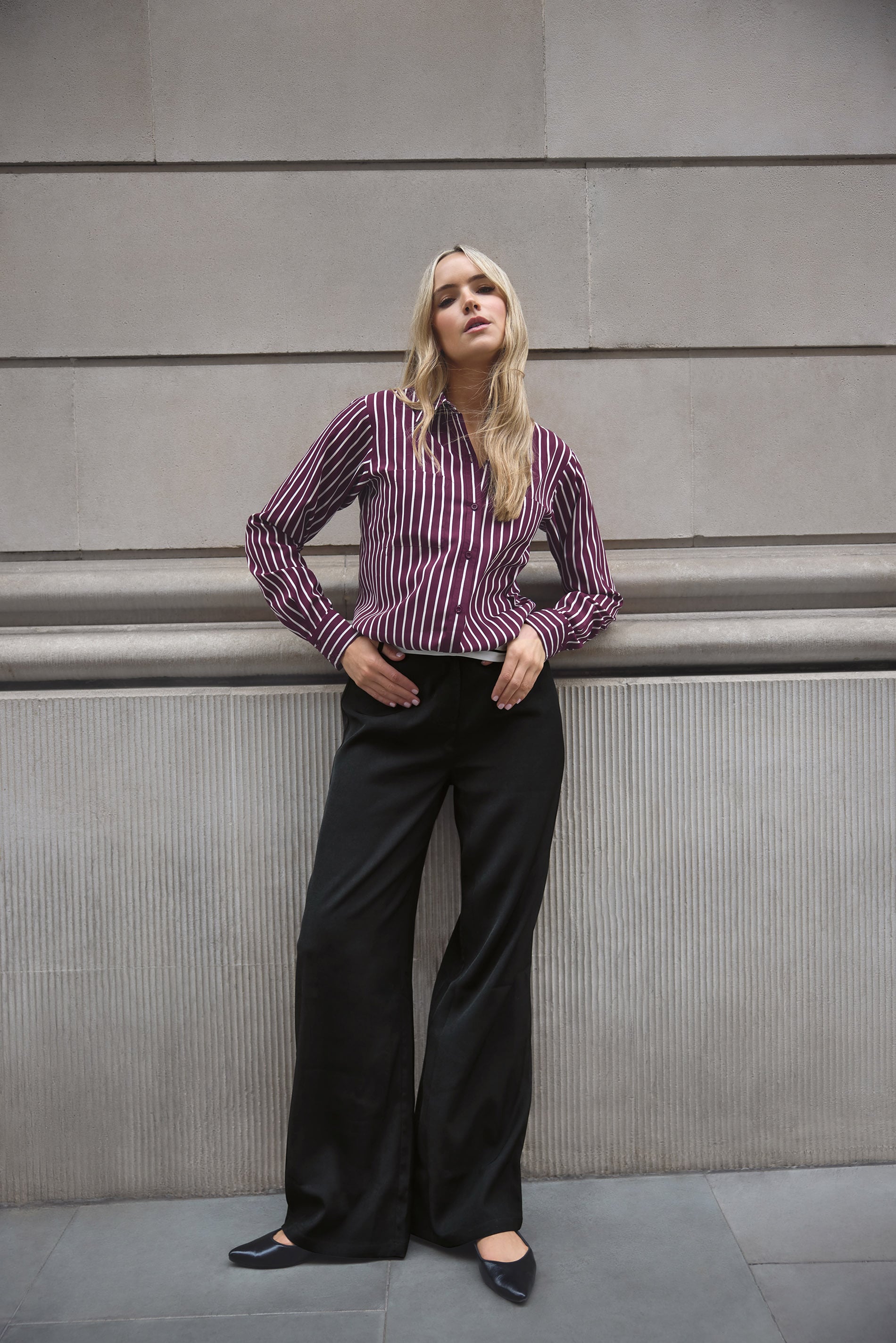 LTS Tall Black Cross Over Contrast Waistband Trousers | Long Tall Sally 3