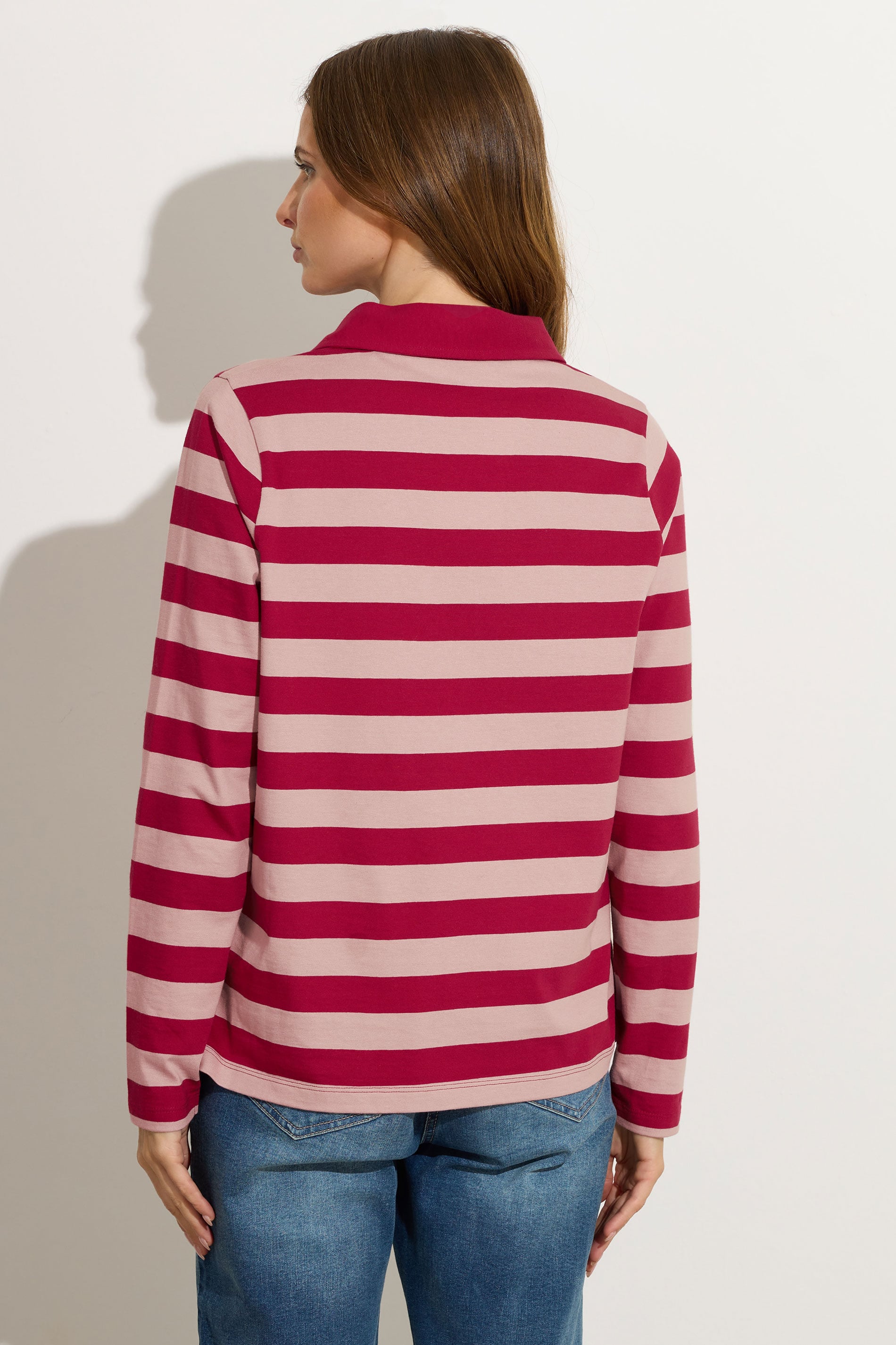 M&Co Red & Pink Stripe Cotton Polo Shirt | M&Co  4