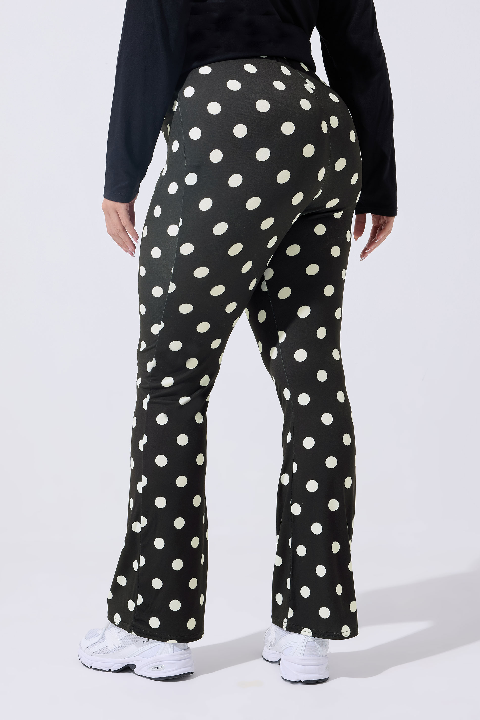 LIMITED COLLECTION Plus Size Black Polka Dot Flared Trousers | Yours Clothing 4
