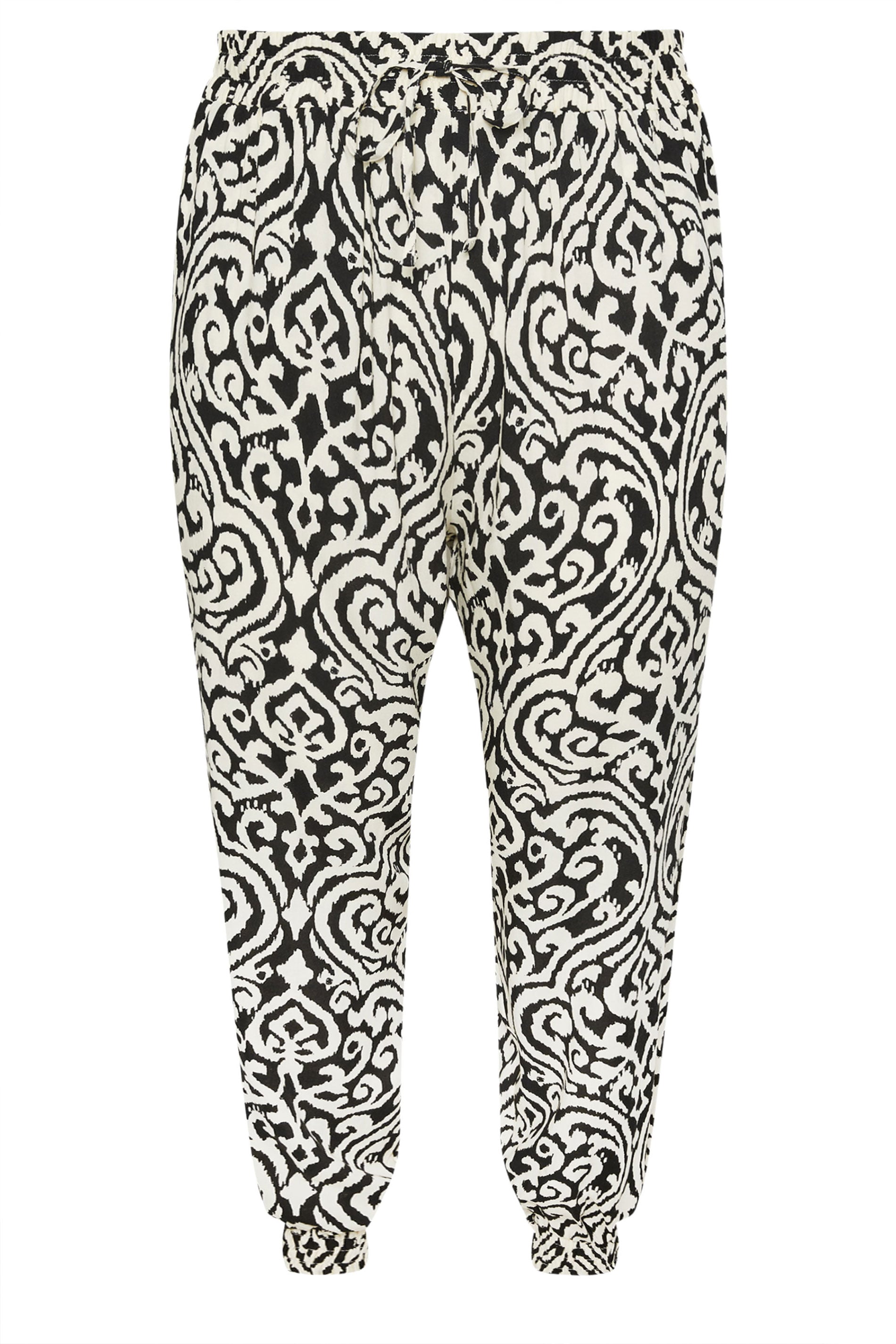 EVANS Plus Size Black Ikat Print Cuffed Harem Trousers | Evans  5