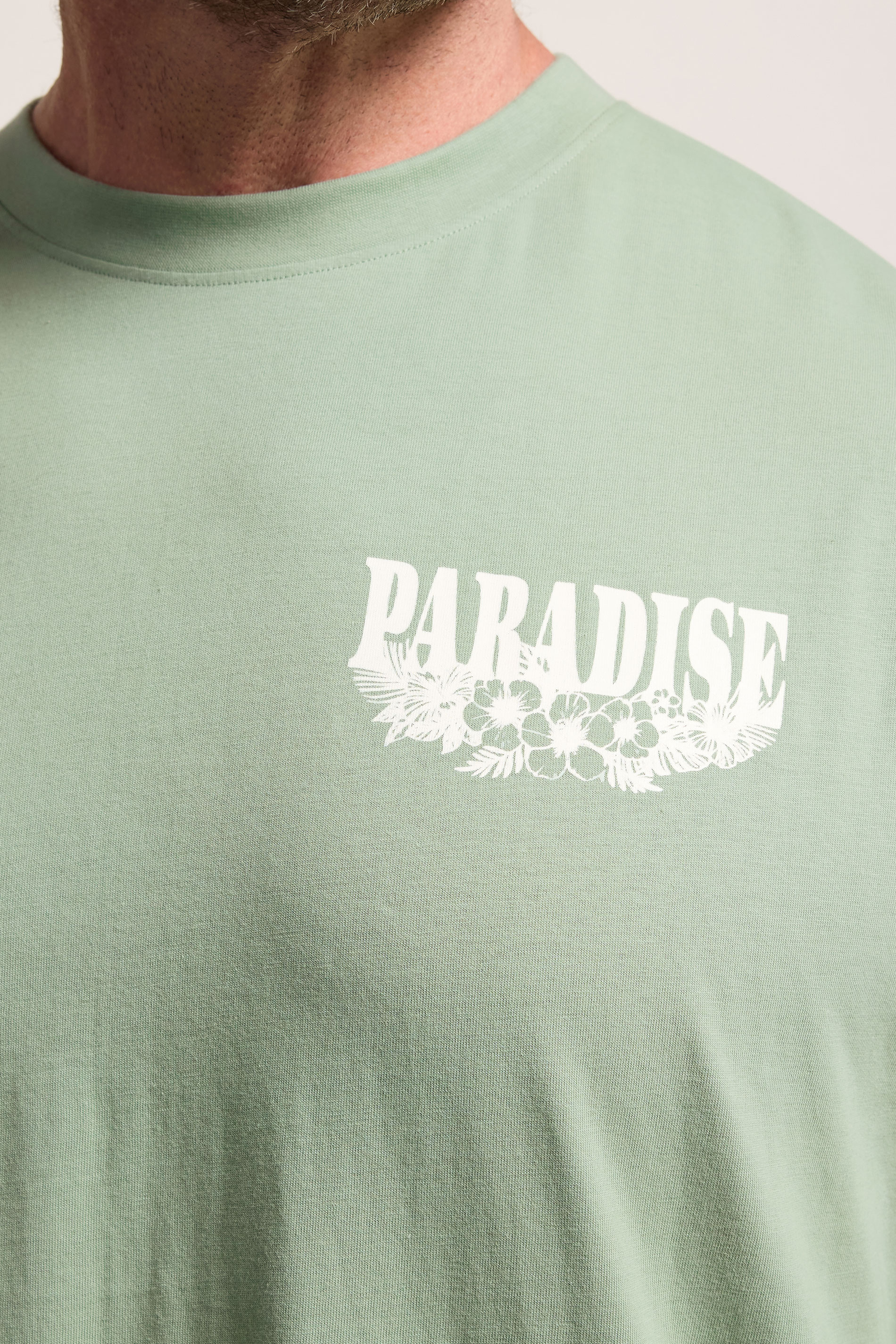 BadRhino Big & Tall Green Extra Long 'Paradise' Graphic T-Shirt 5