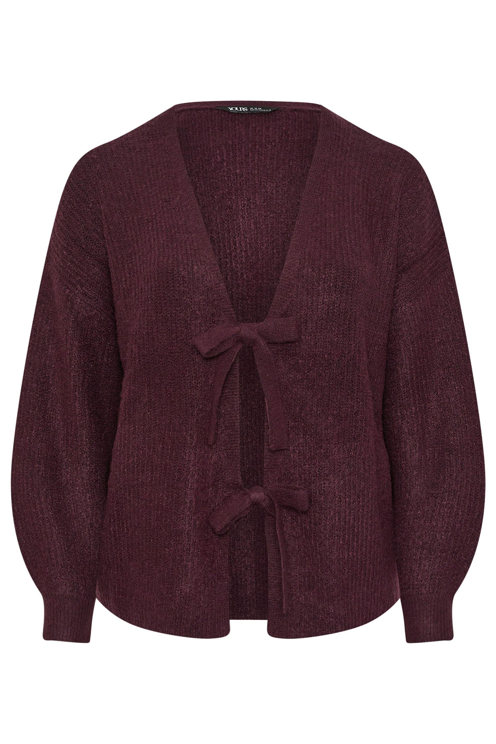 YOURS Plus Size Wine Red Bow Tie Front Cardigan | Yours Clothing 5