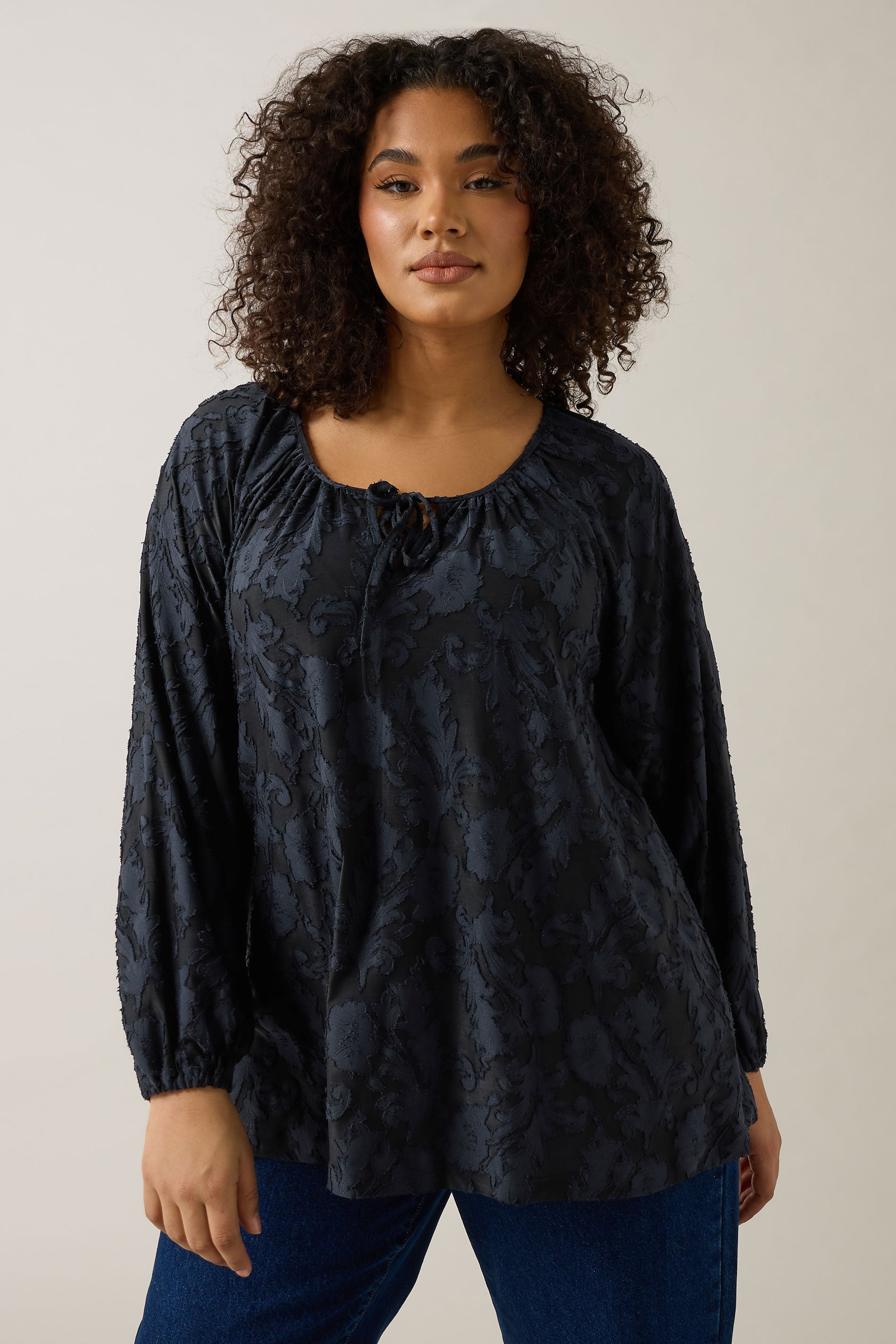 Evans Women's Blue Plus Navy Floral Burnout Blouse Size 20