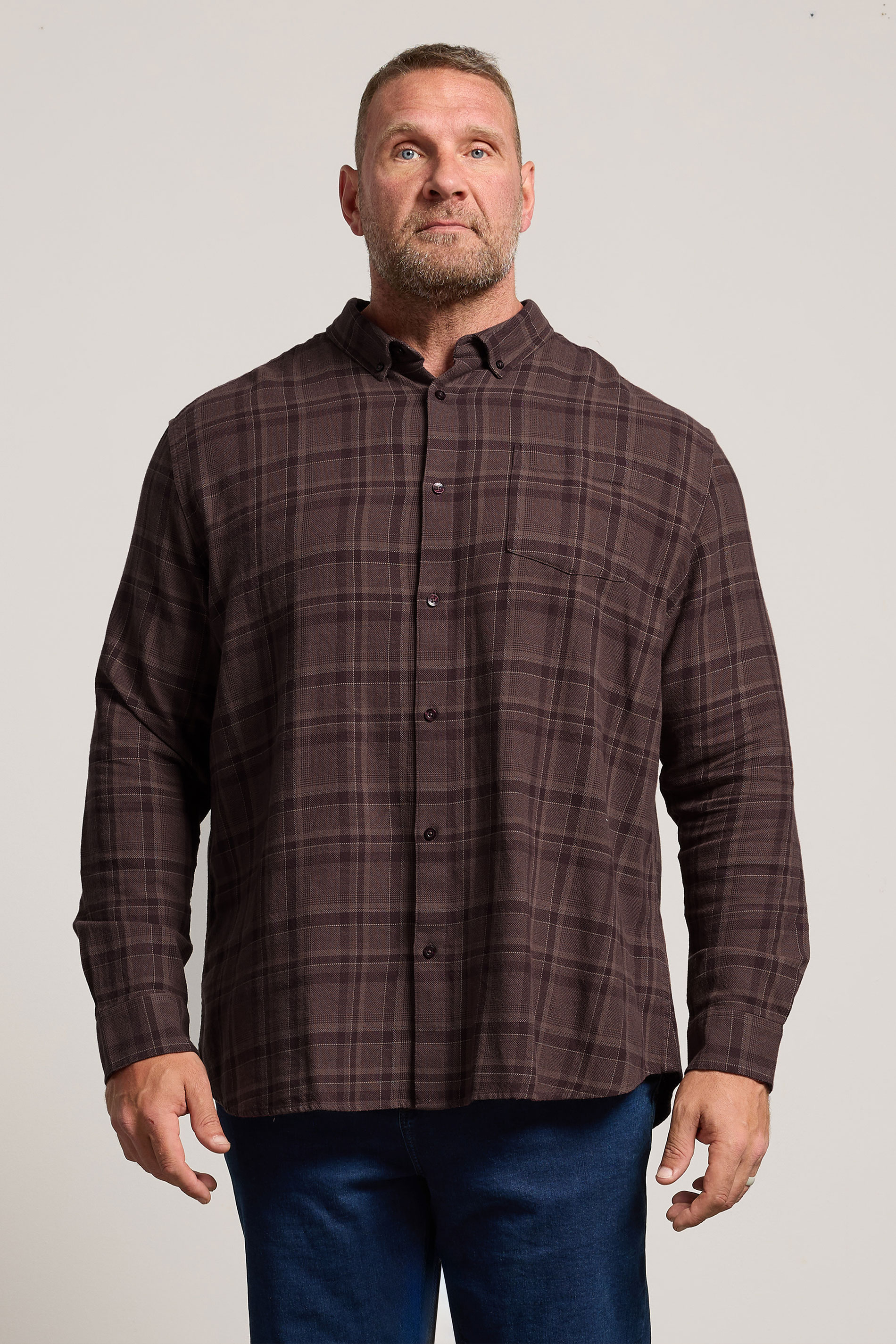 BadRhino Big & Tall Burgundy Red Check Long Sleeve Shirt | BadRhino 3