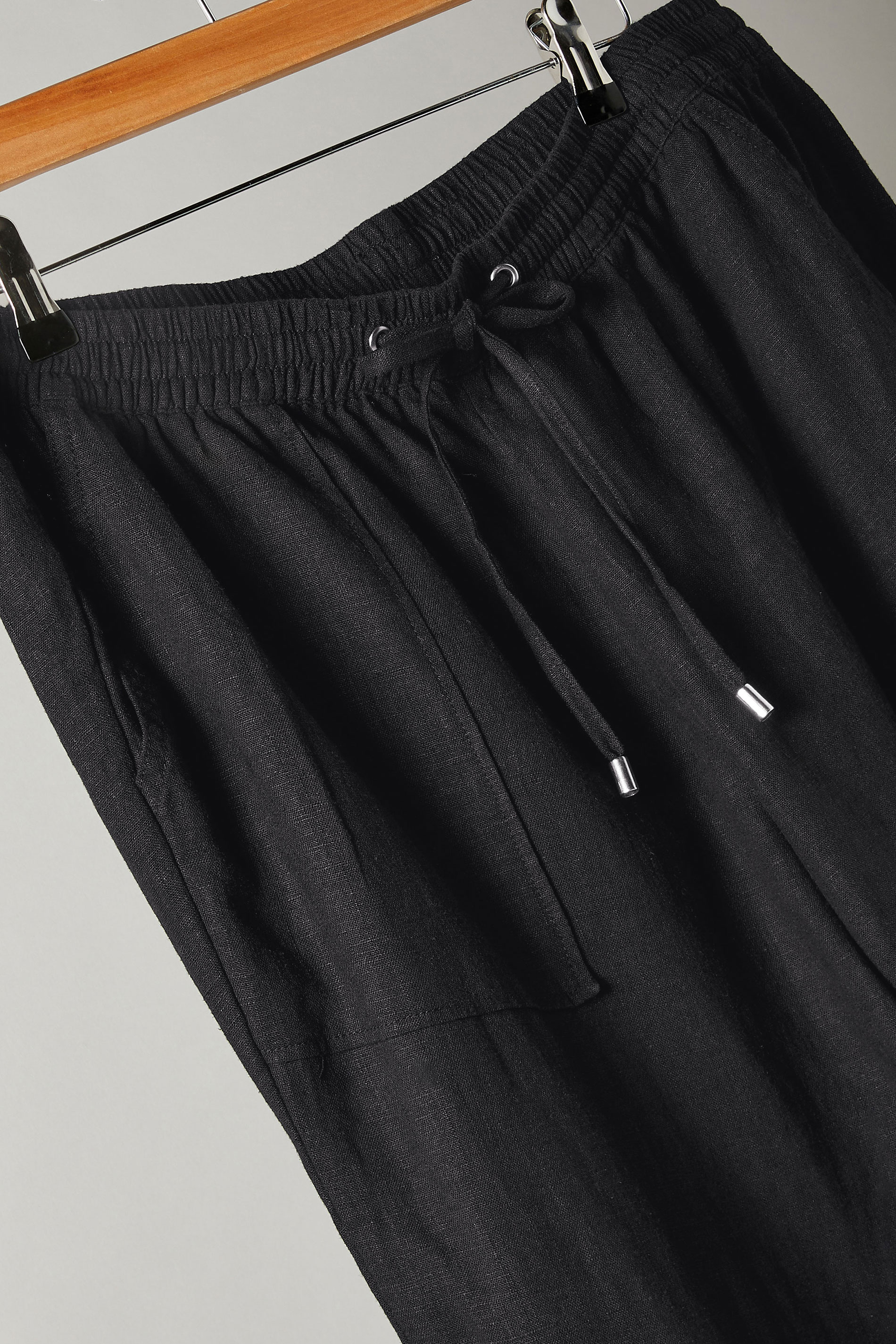 EVANS Curve Black Linen Jogger | Evans