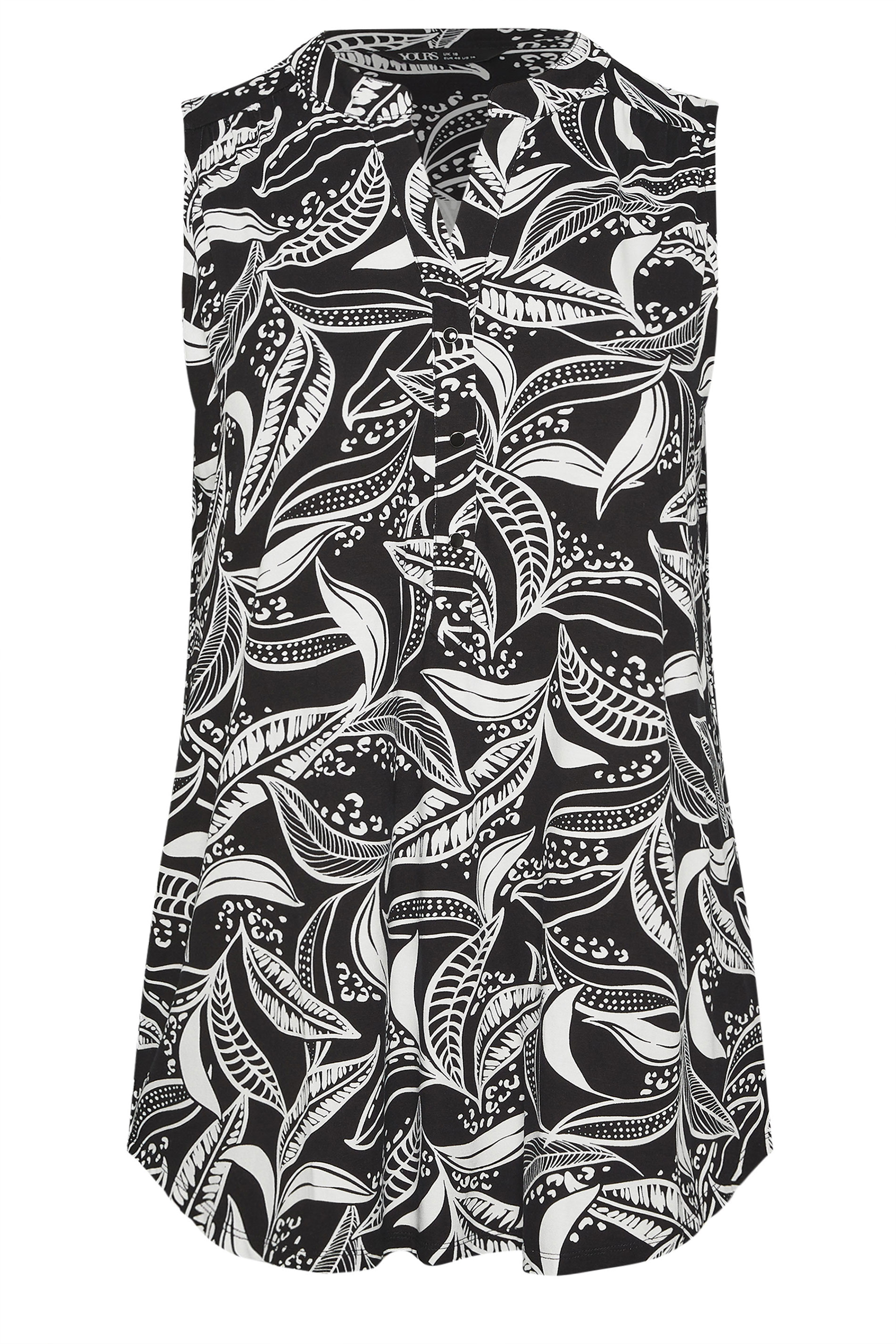 YOURS Plus Size Black Abstract Palm Sleeveless Top | Yours Clothing 5