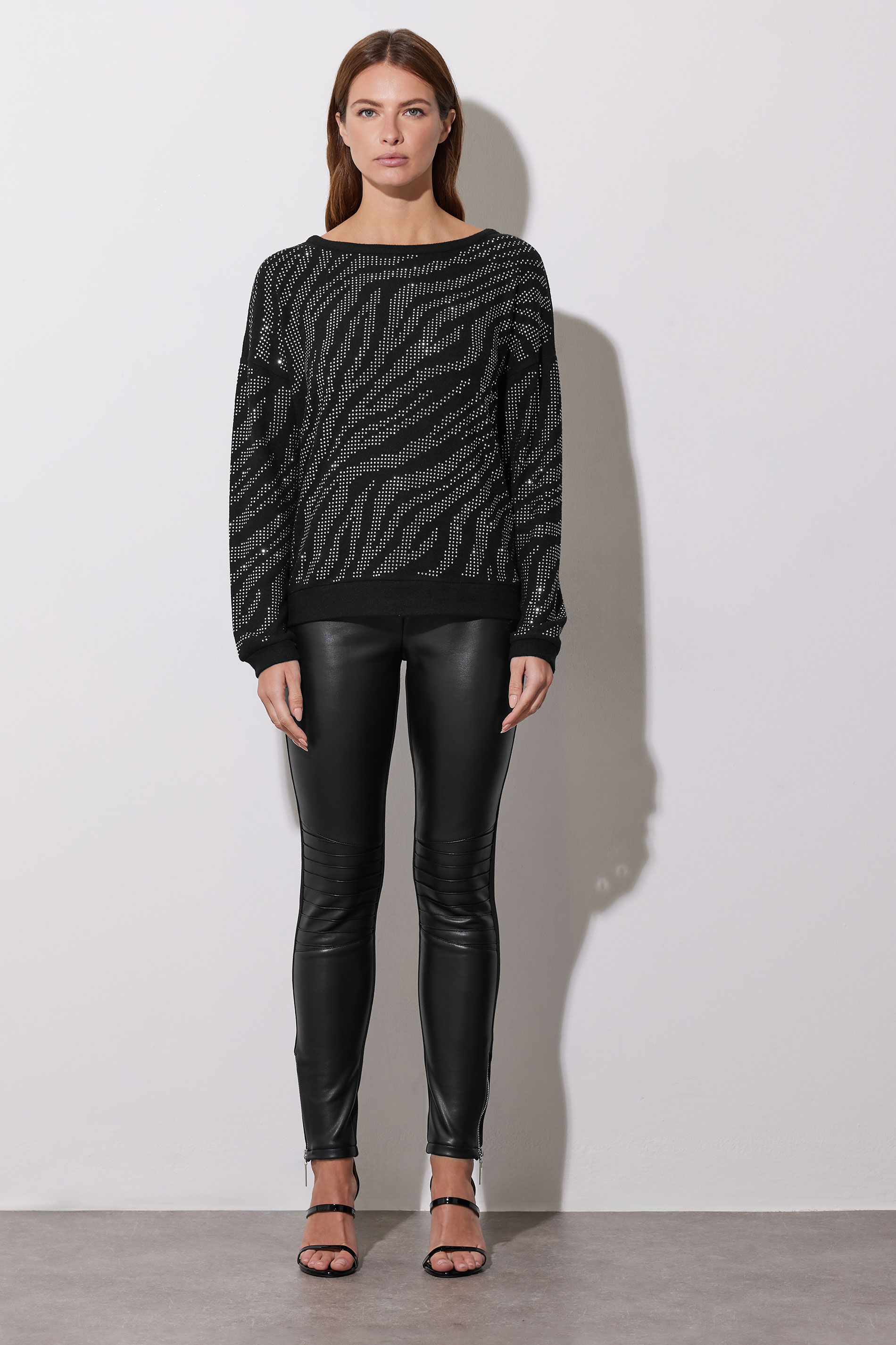 STAR Black Animal Diamante Embellished Jumper | StarByJM 2