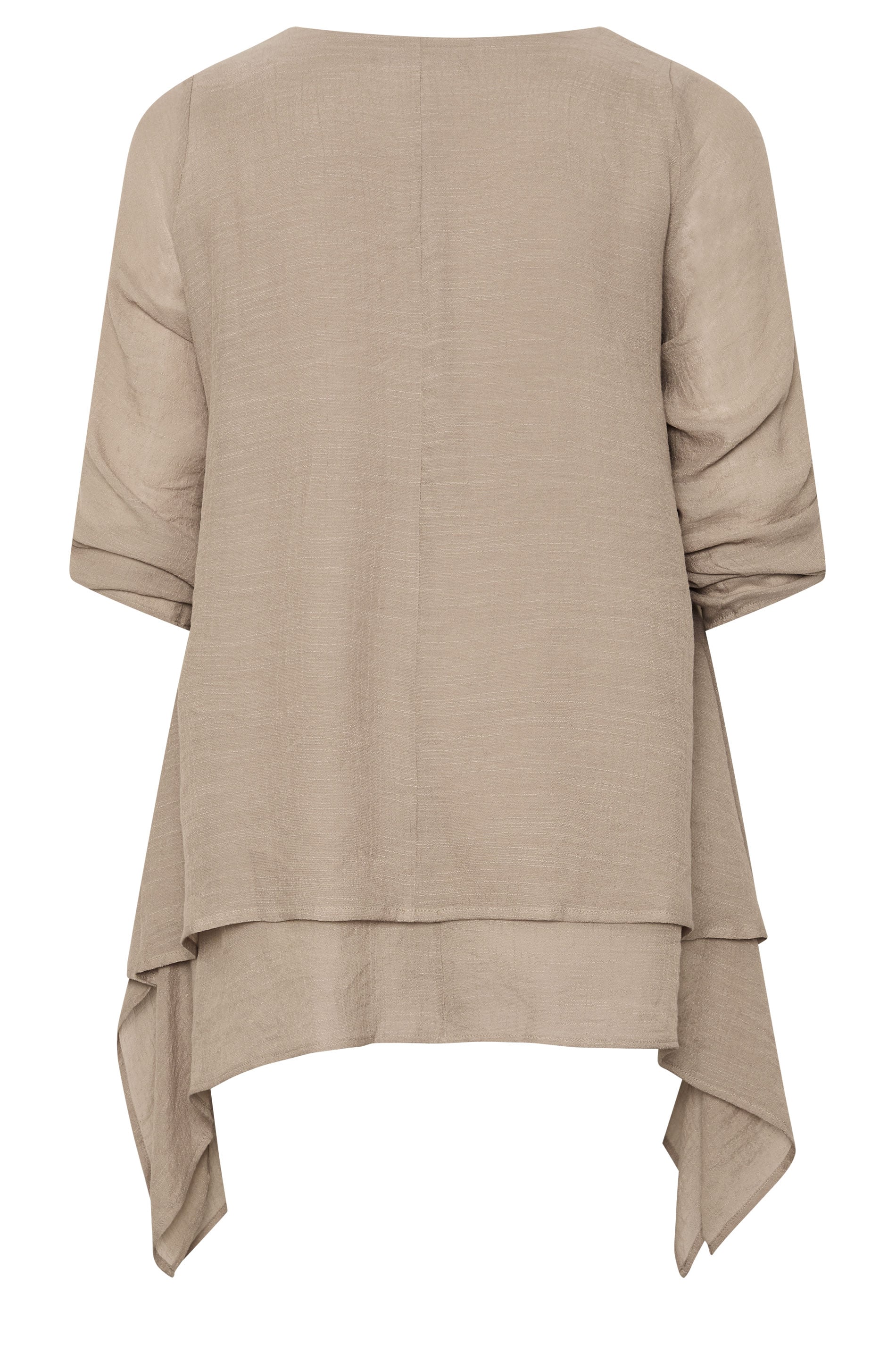 EVANS Plus Size Natural Brown Double Layer Blouse | Evans 2
