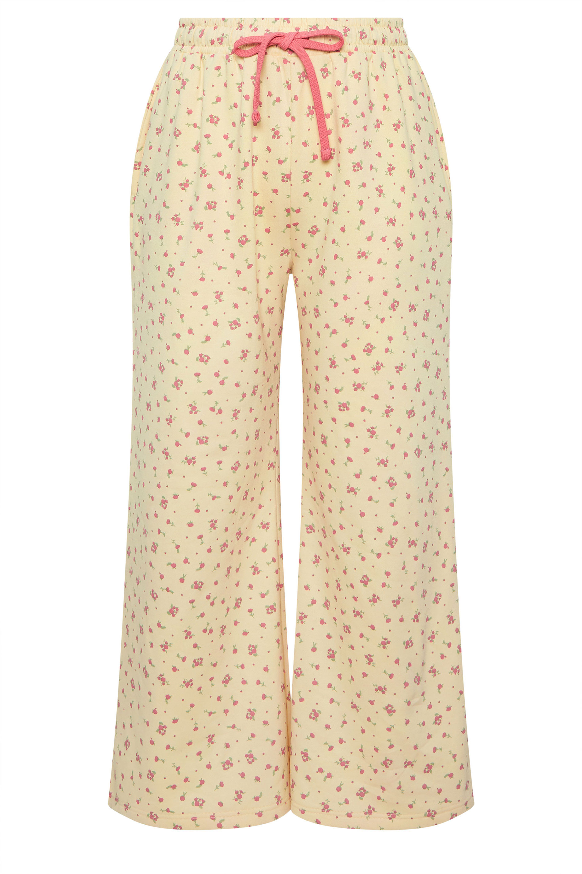 LIMITED COLLECTION Plus Size Yellow Ditsy Floral Straight Leg Joggers | Yours Clothing 5
