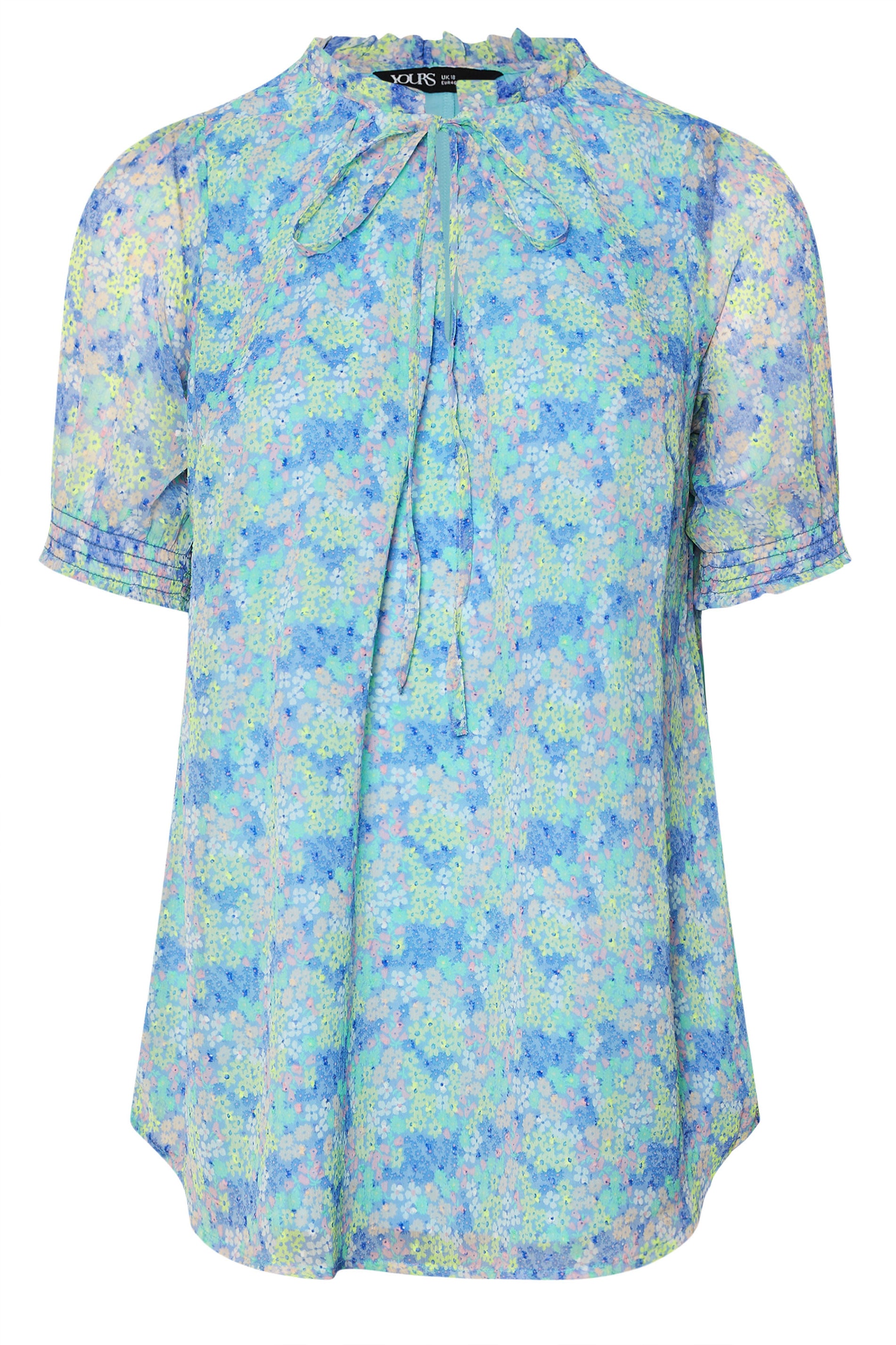 YOURS Plus Size Blue Ditsy Floral Print Tie Front Blouse | Yours Clothing 5