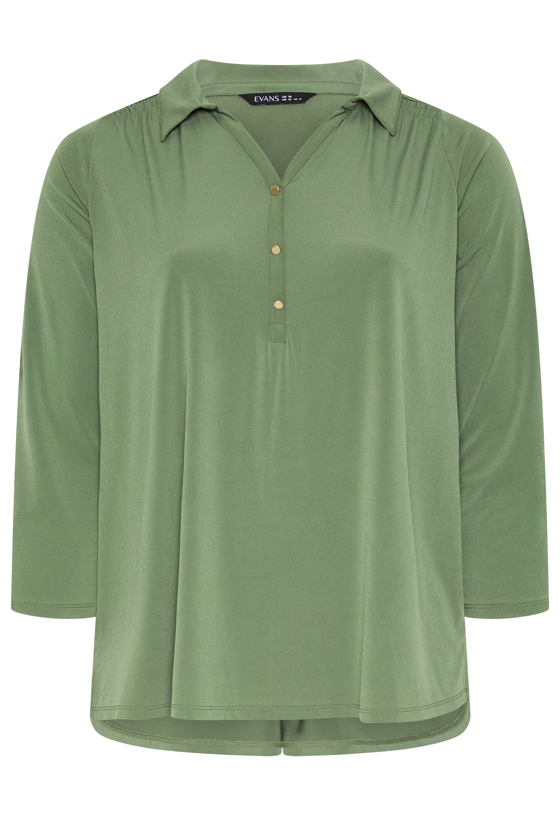 EVANS Plus Size Khaki Green Long Sleeve Blouse | Evans  5