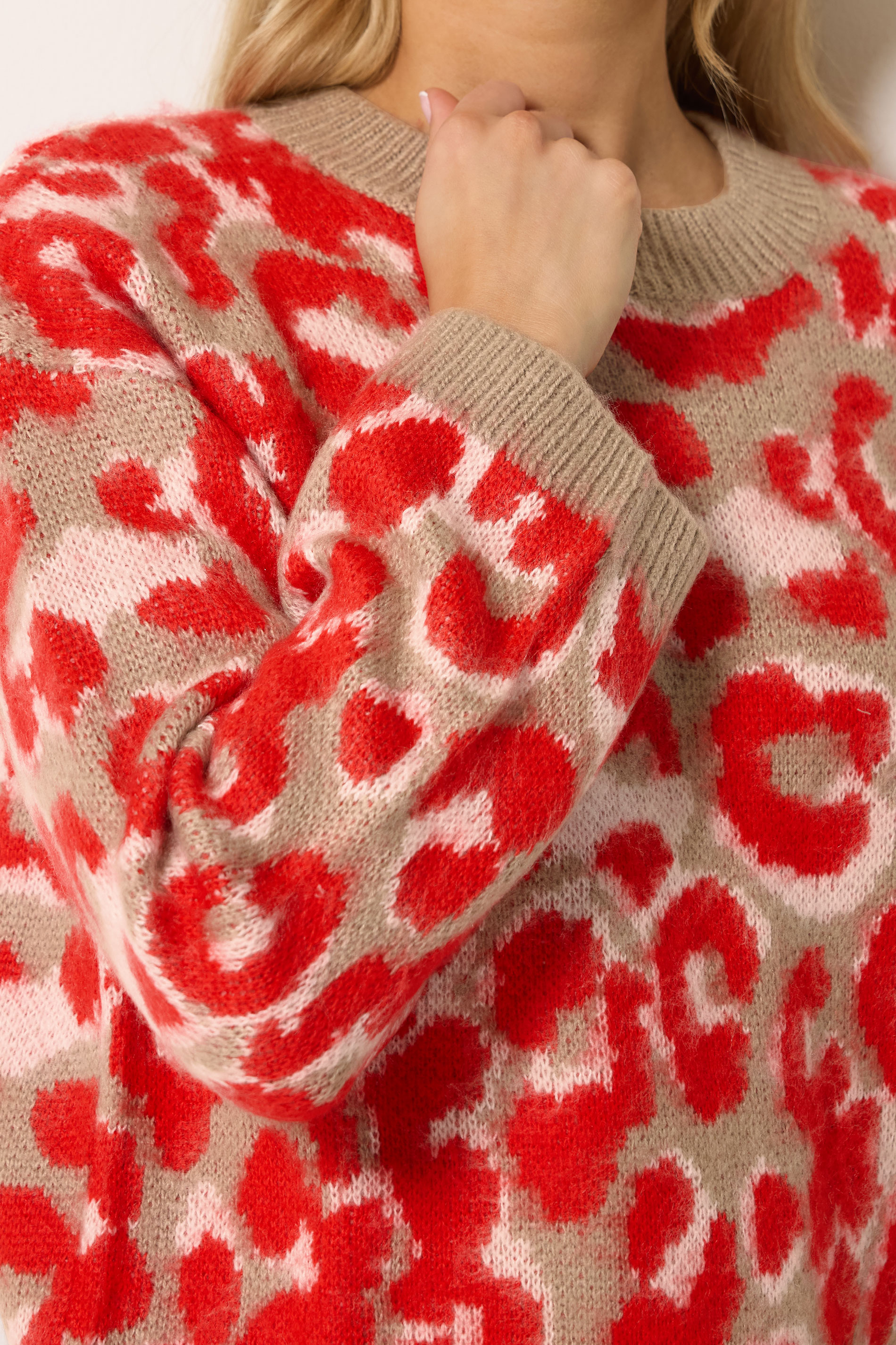 LTS Tall Women's Red Leopard Print Knitted Jumper | Long Tall Sally 4