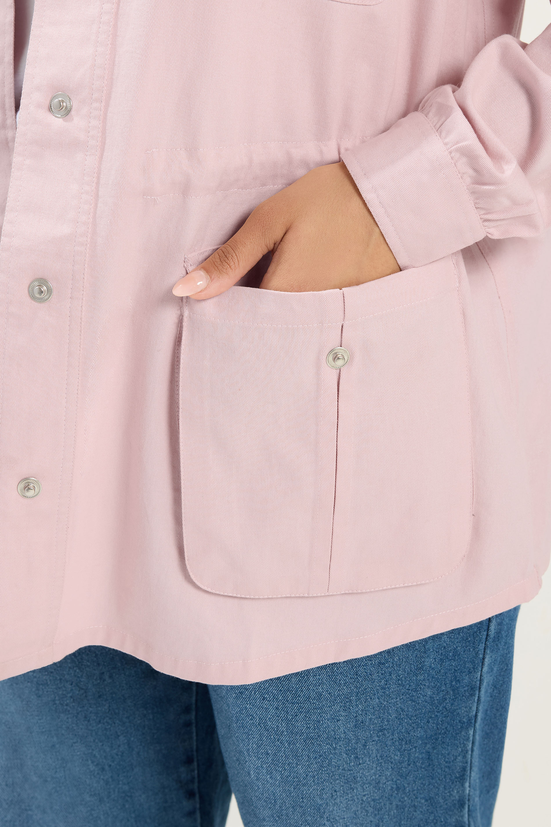 YOURS Plus Size Light Pink Carpenter Jacket | Yours Clothing 5