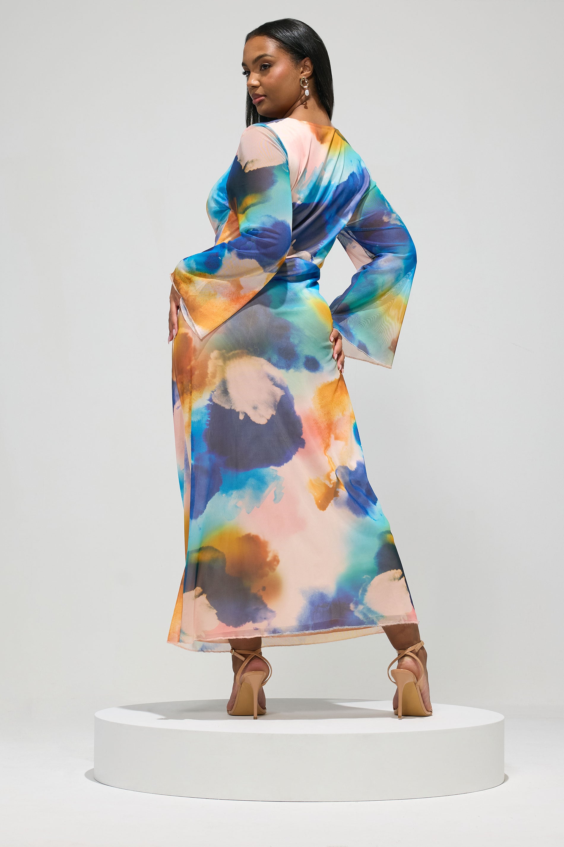 YOURS LONDON Plus Size White Blurred Floral Mesh Maxi Dress | Yours Clothing 4