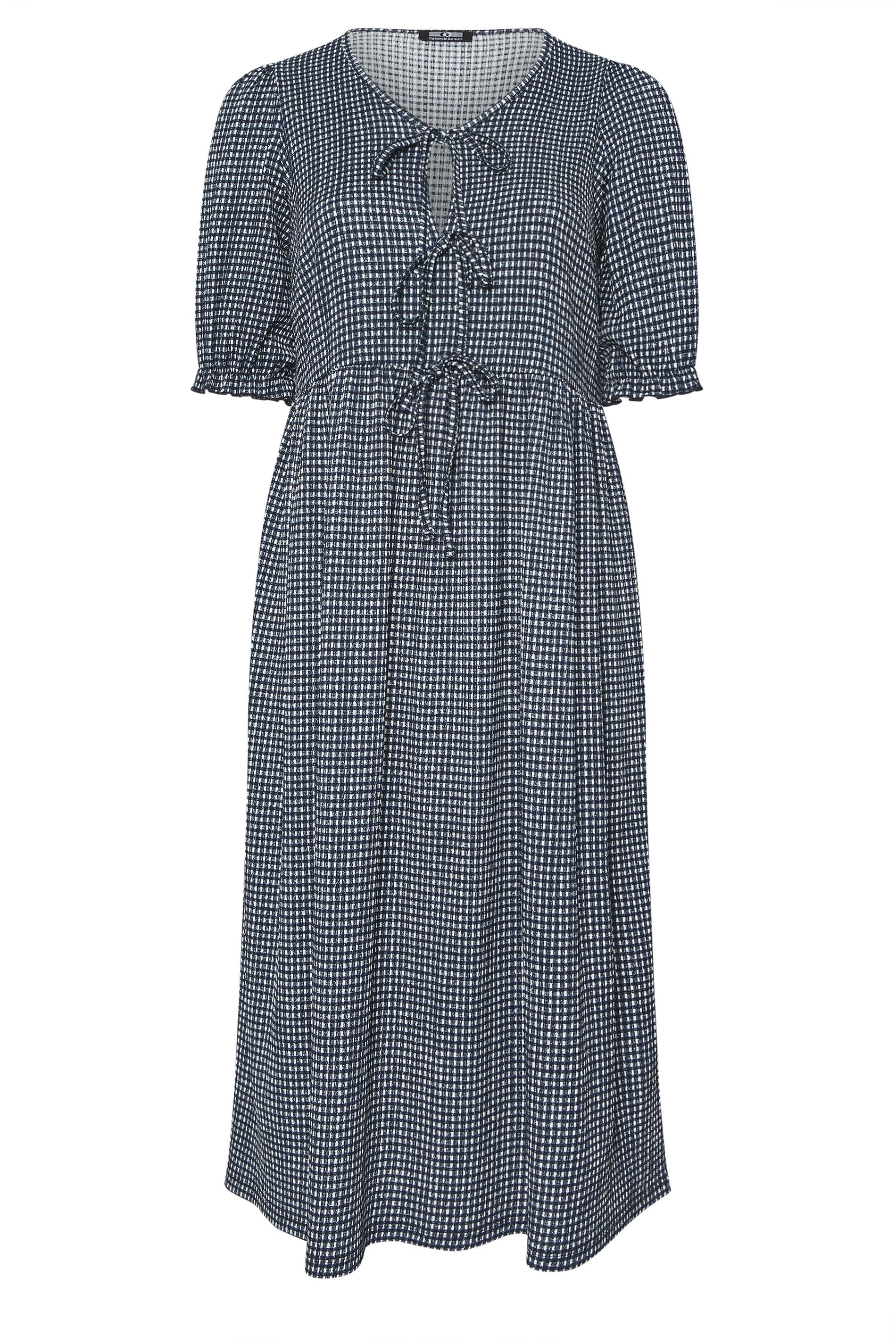 YOURS Plus Size Black Gingham Bow Tie Front Maxi Dress | Yours Clothing 5