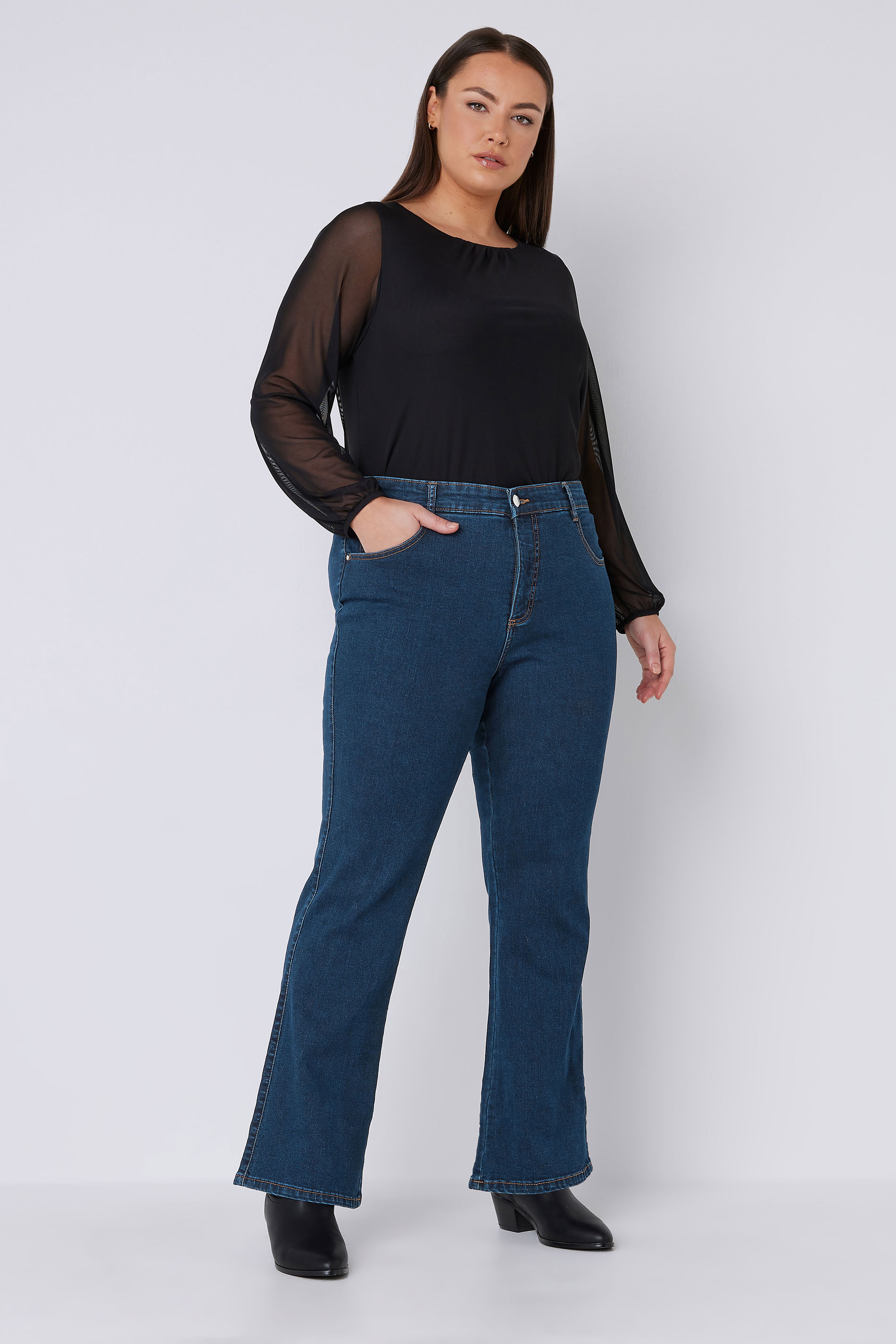EVANS Plus Size Indigo Blue Bootcut Jeans | Evans 3