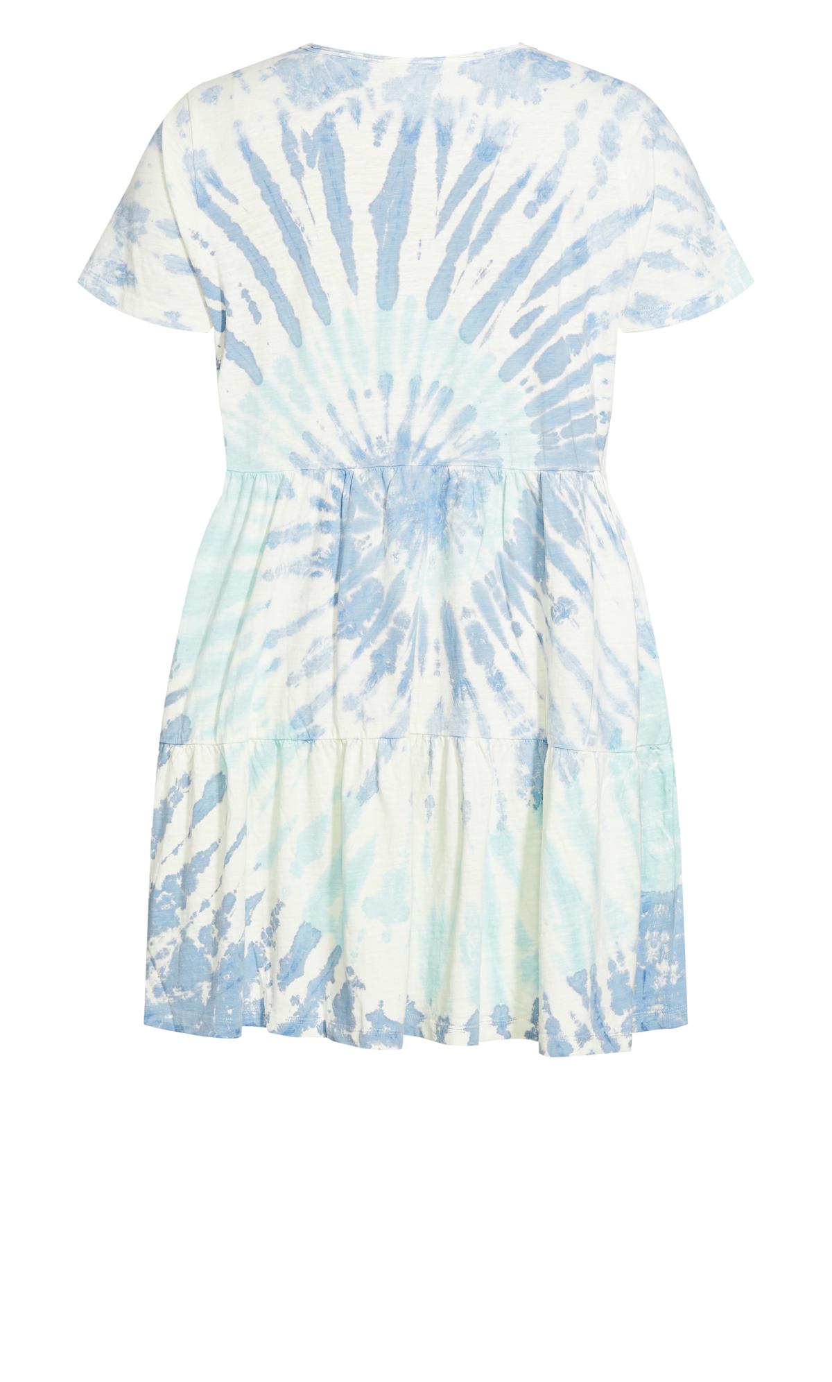 Zim & Zoe White & Blue Tie Dye Tiered Mini T-Shirt Dress 3