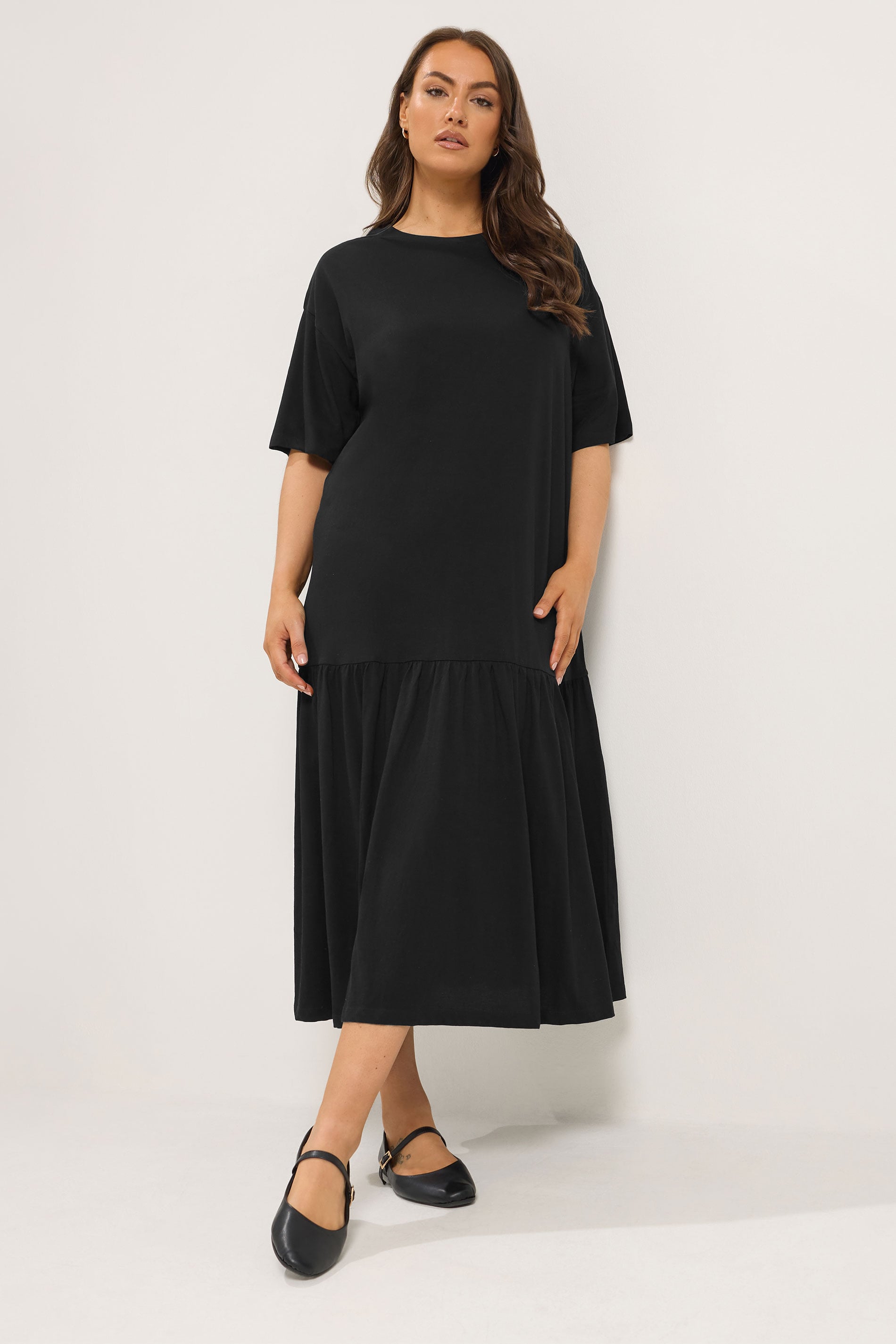 YOURS Plus Size Black Drop Waist Maxi Dress | Yours Clothing 3