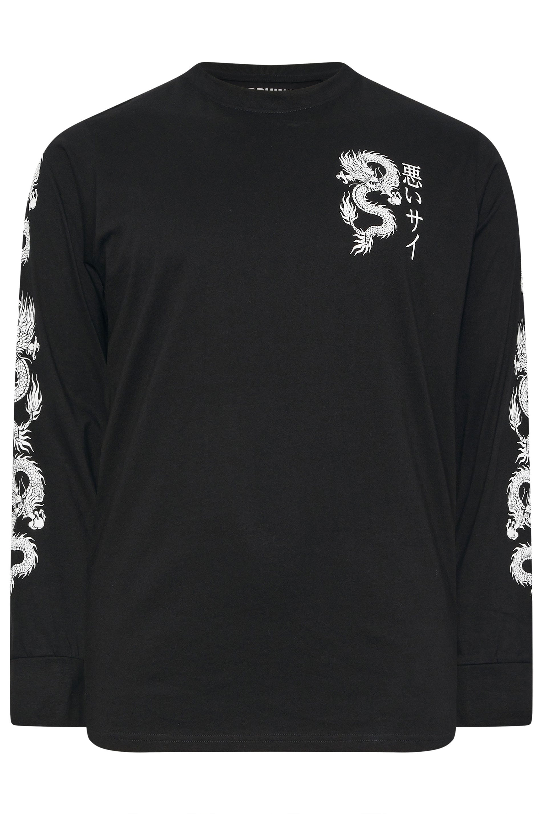 BadRhino Big & Tall Black Long Sleeve Dragon Graphic T-shirt | BadRhino 5