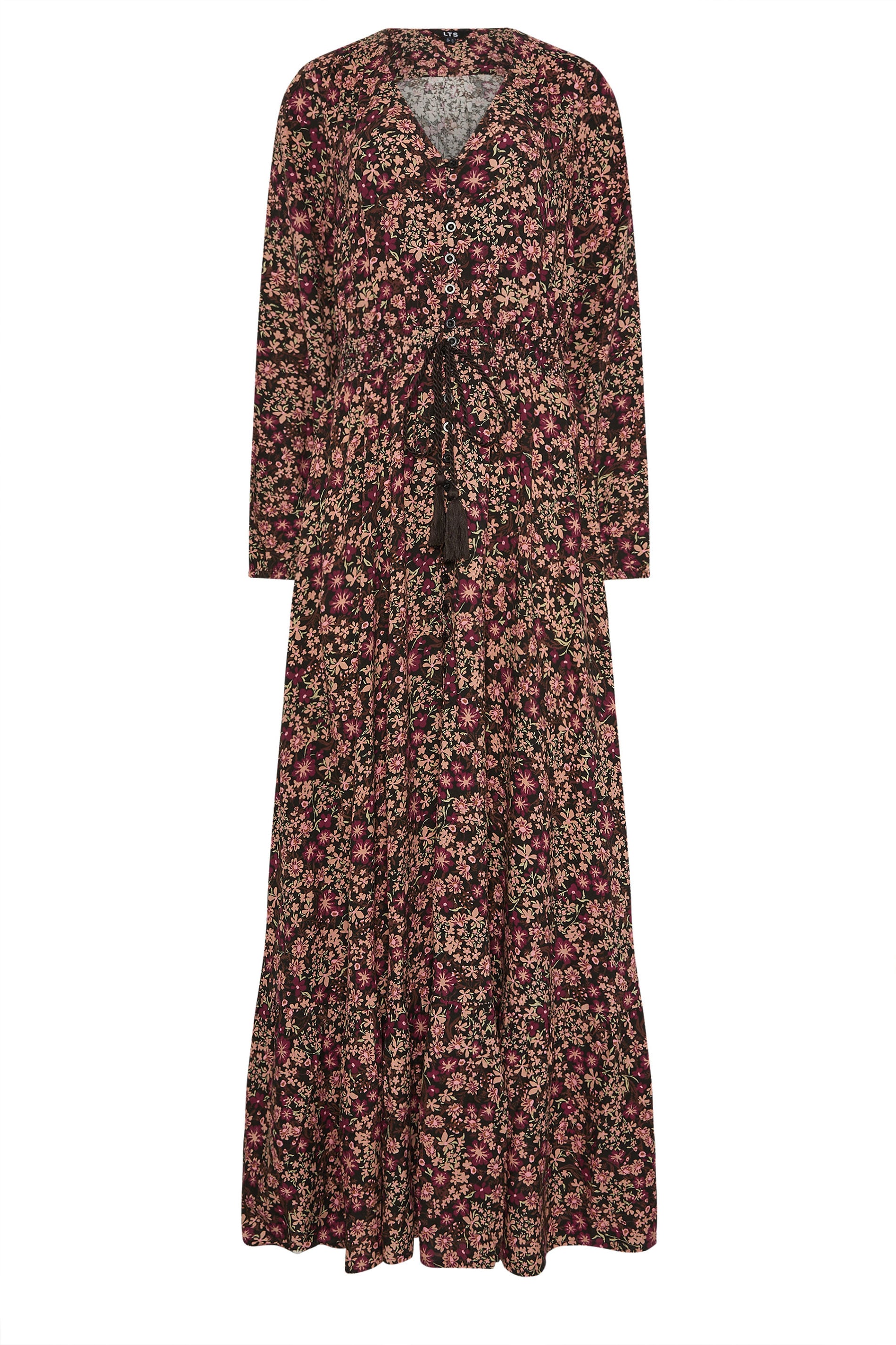 LTS Tall Black Floral Button Maxi Dress | Long Tall Sally 5