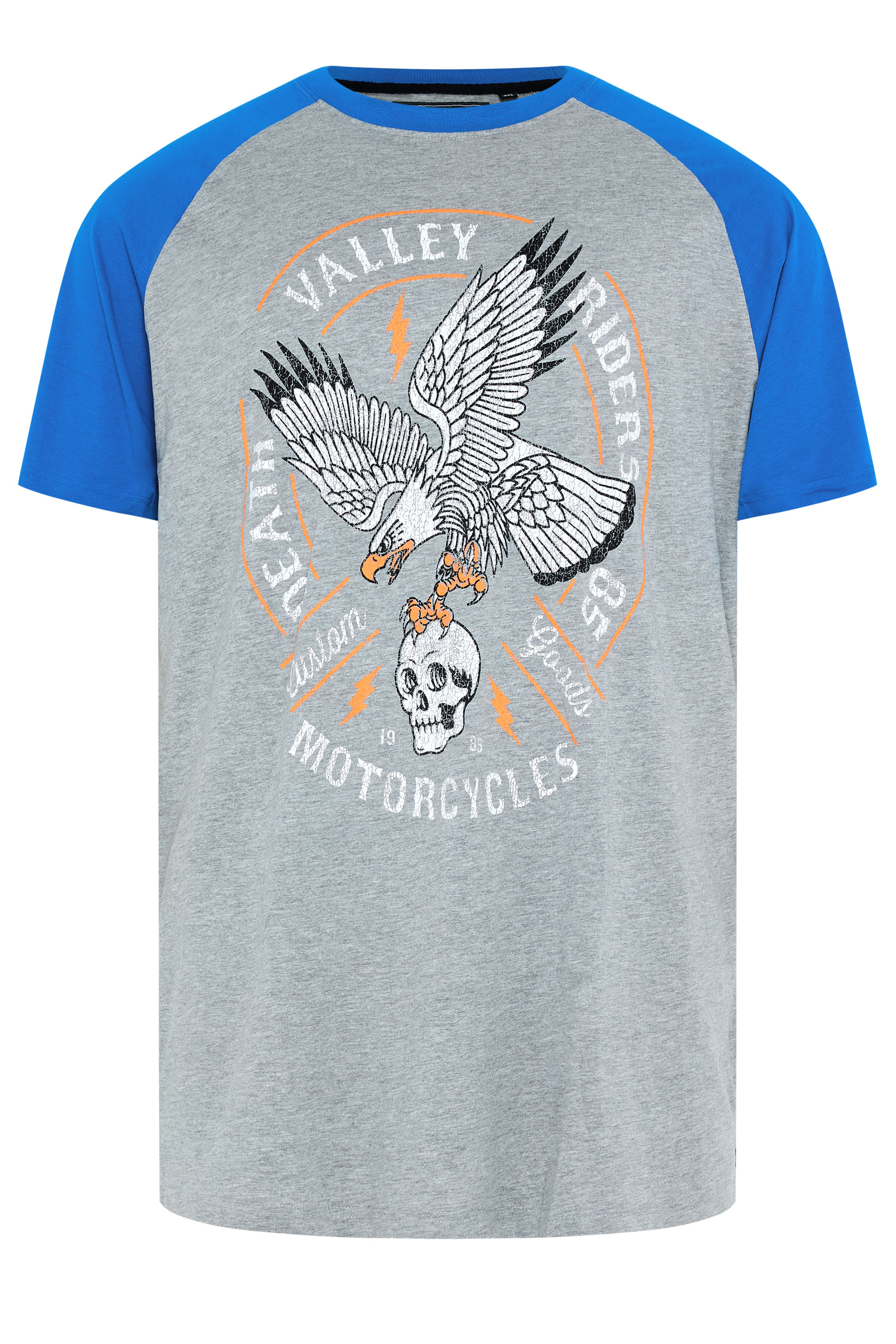 KAM Big & Tall Grey Raglan Graphic Print T-Shirt | BadRhino 1