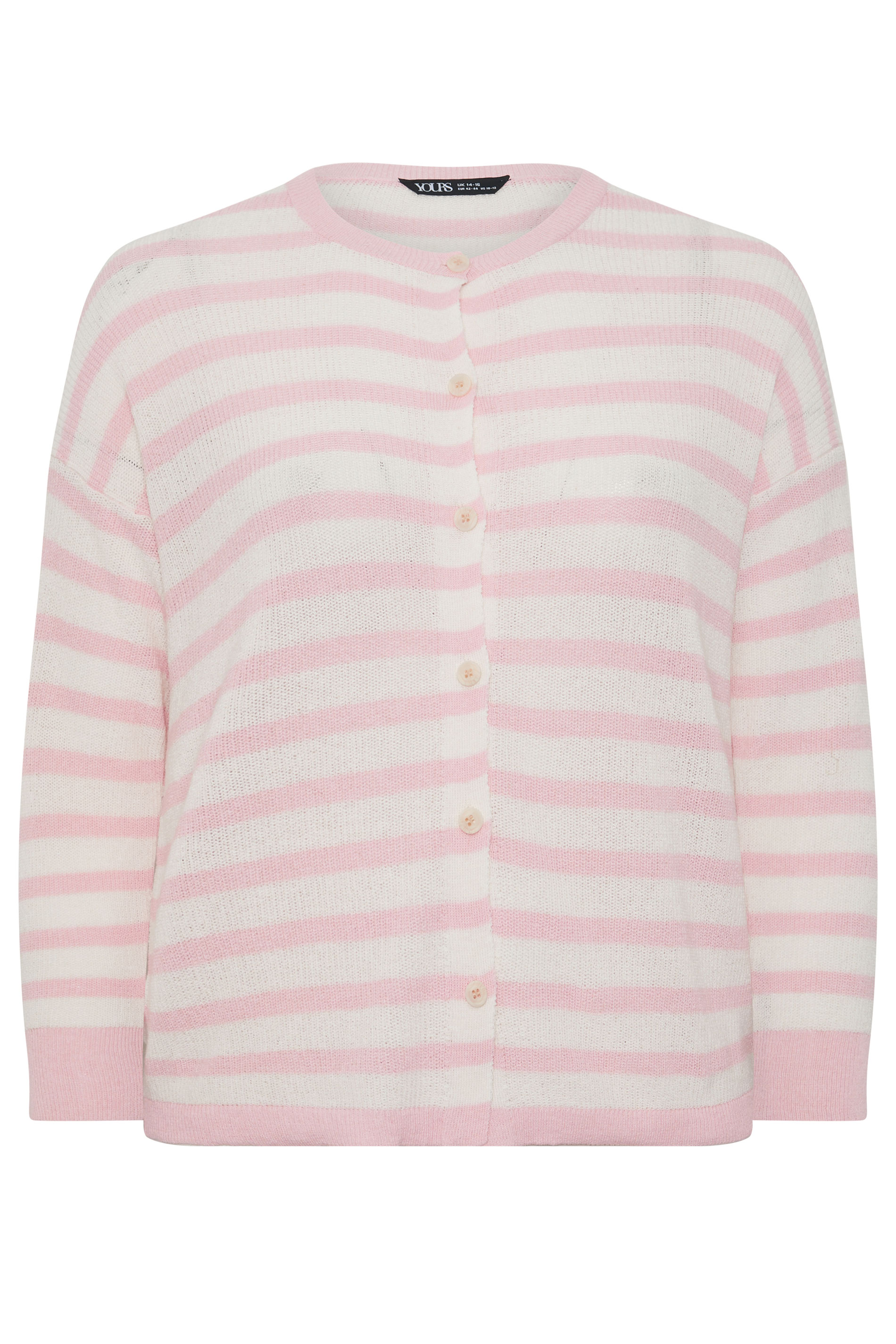 YOURS Plus Size Pink Stripe Knitted Cardigan | Yours Clothing 5