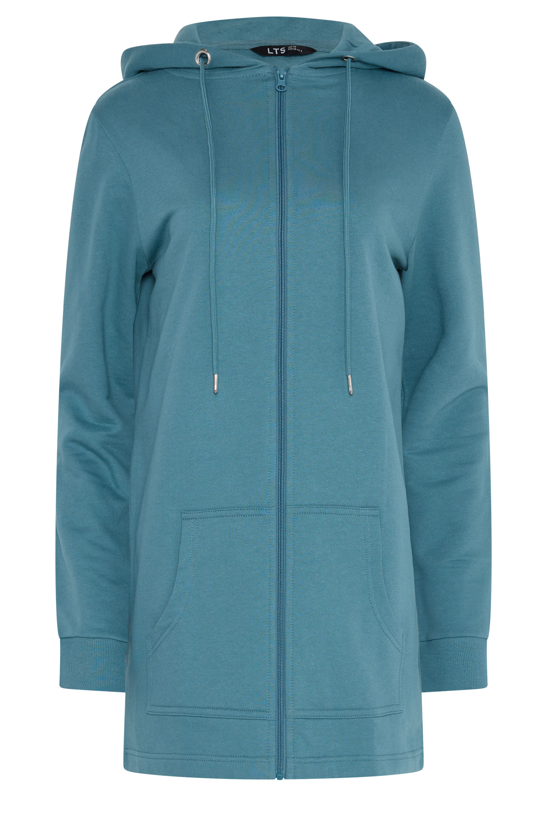 LTS Tall Women's Teal Blue Cotton Longline Zip Hoodie | Long Tall Sally 5