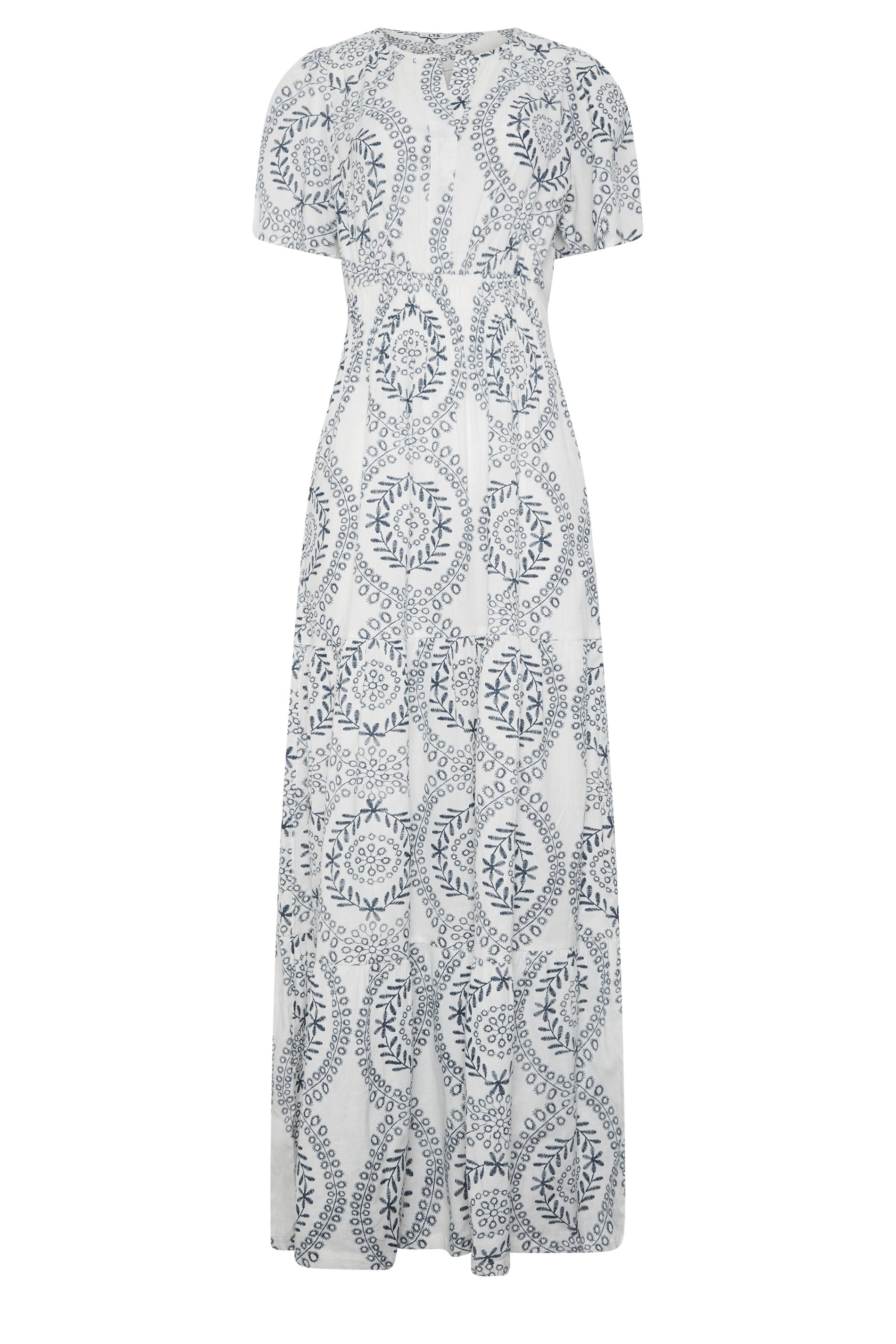 LTS Tall Women's Navy & White Leaf Print Linen Maxi Dress | Long Tall Sally 5