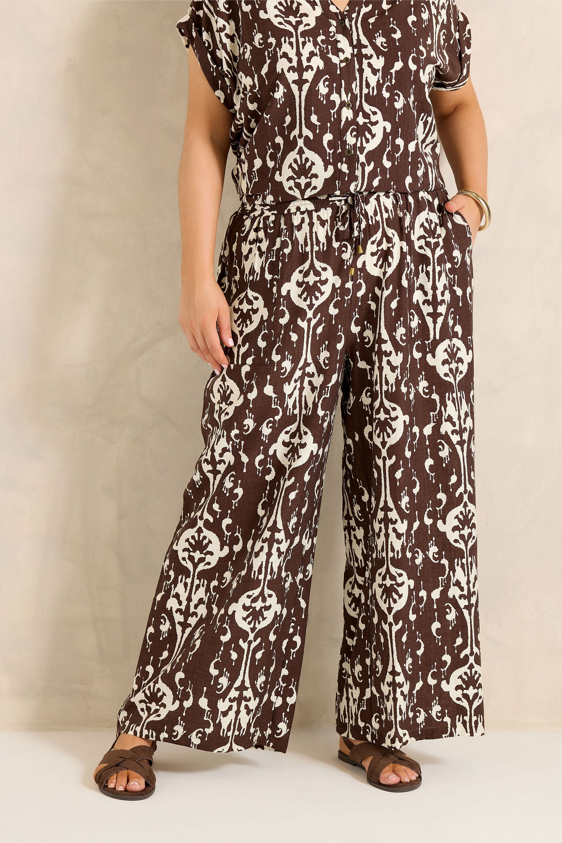 EVANS Plus Size Chocolate Top & Trouser Set | Evans 5