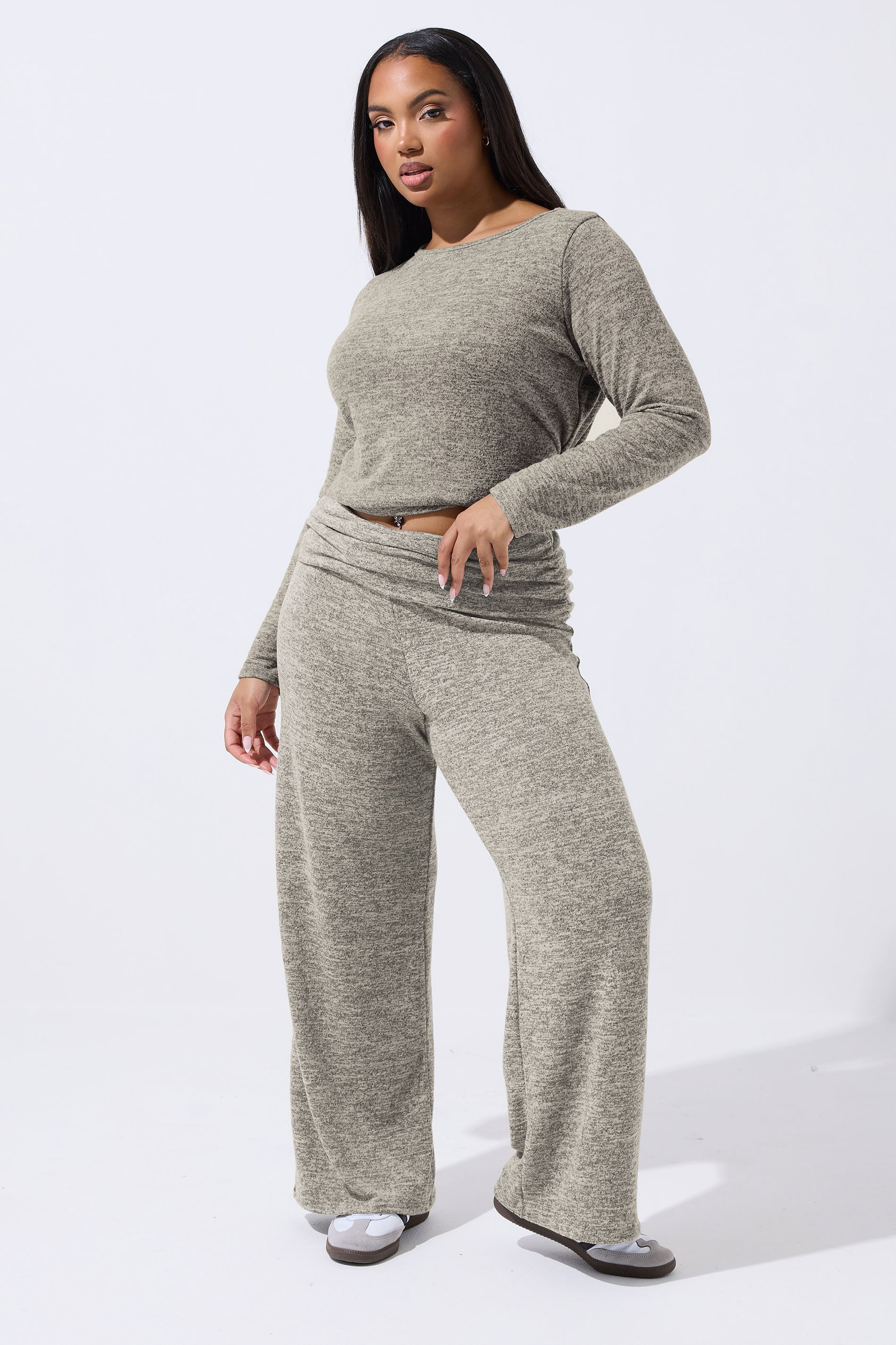 LIMITED COLLECTION Plus Size Natural Brown Fold Over Trousers | Yours Clothing 3