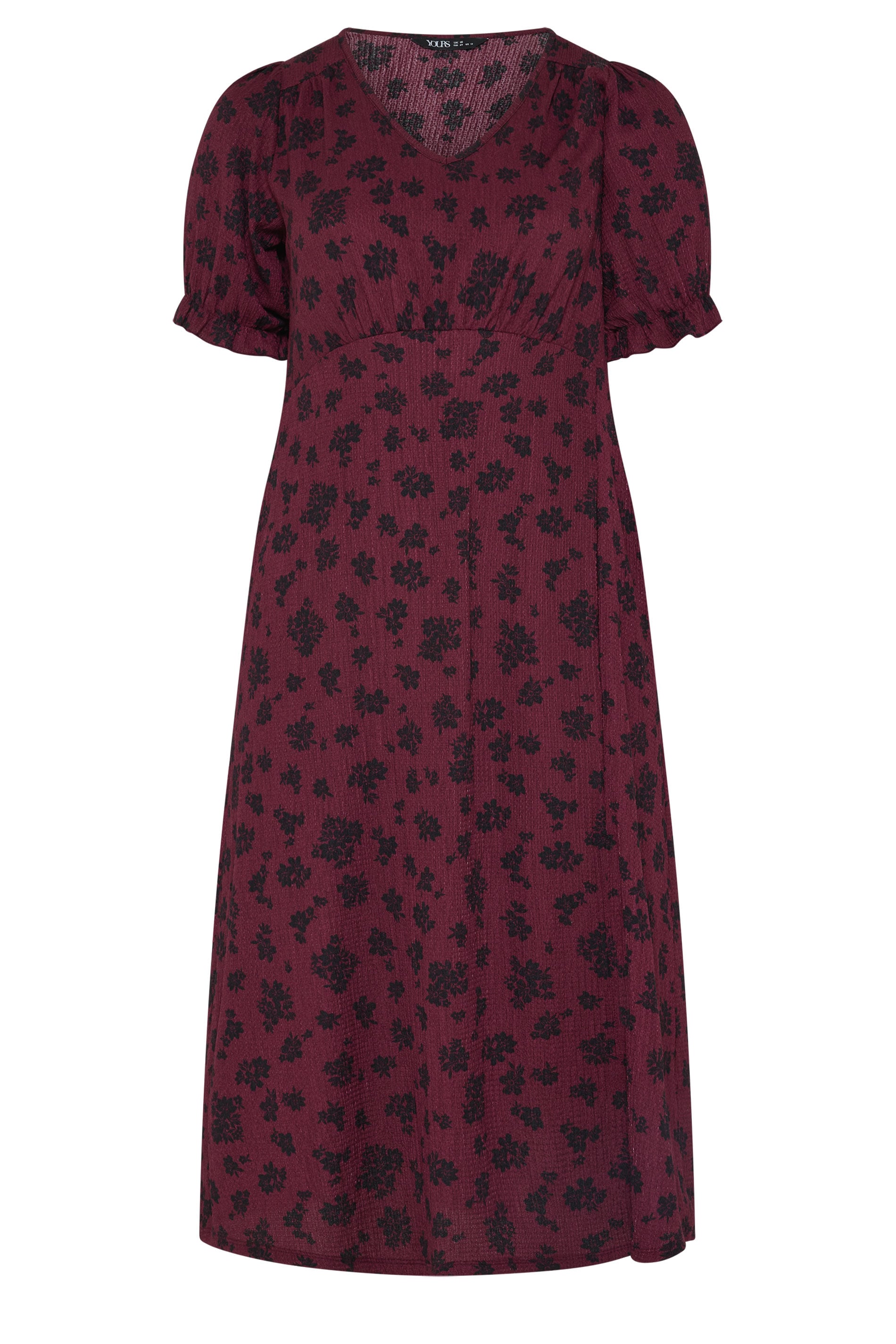 YOURS Plus Size Burgundy Red Floral Tea Dress | Yours Clothing 1