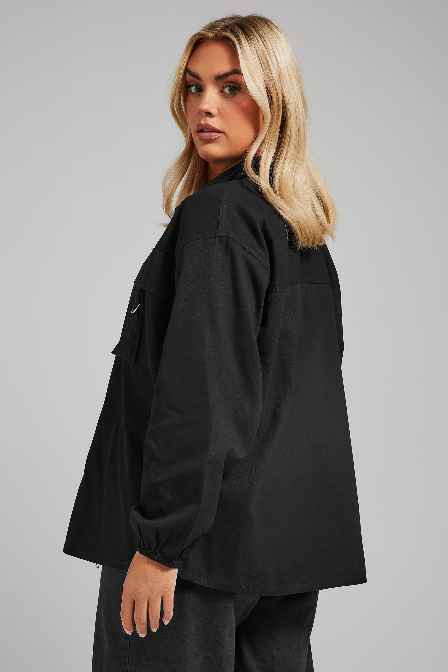 LIMITED COLLECTION Plus Size Black Utility Bomber Jacket | Yours Clothing 2