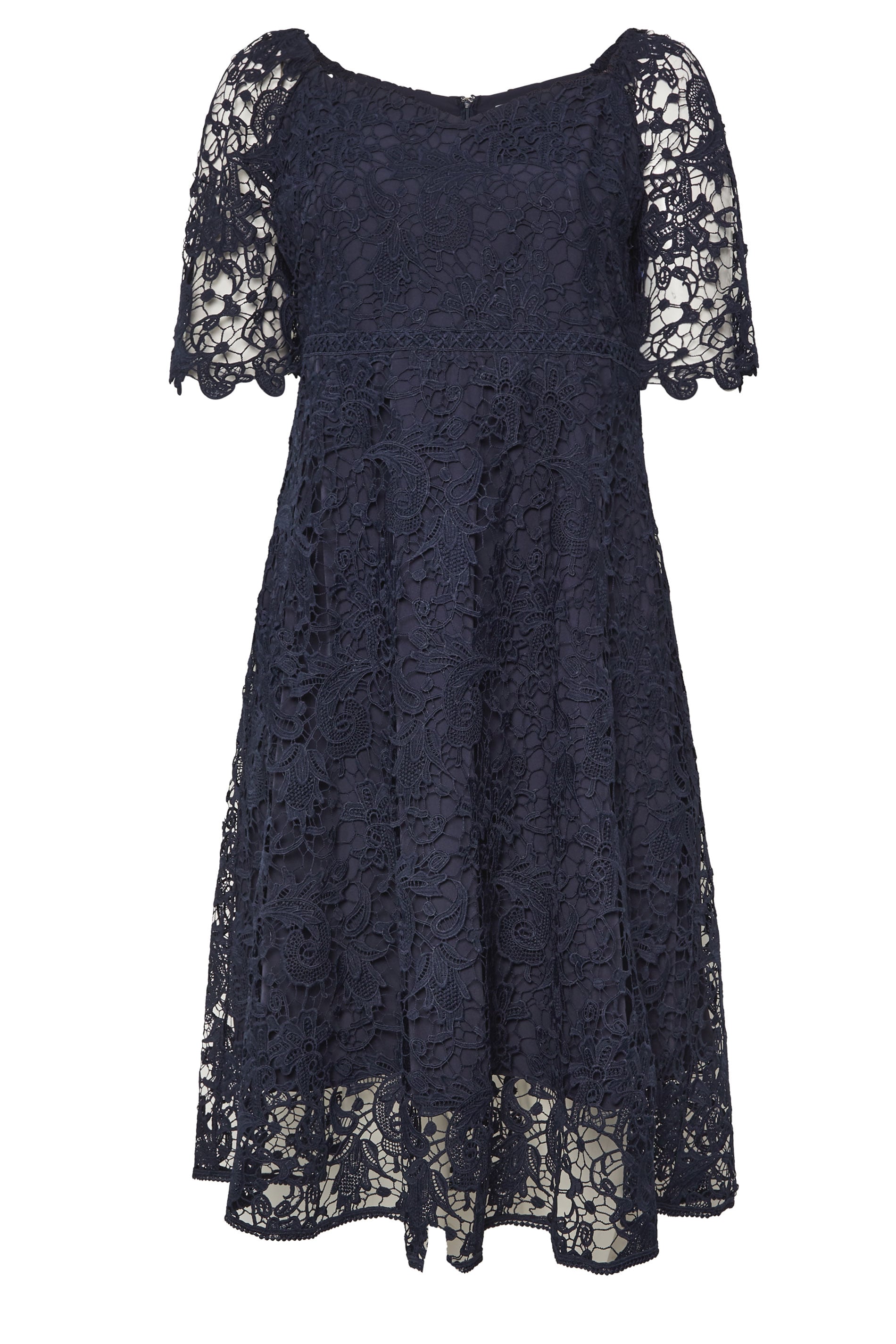 YOURS LONDON Curve Navy Blue Crochet Lace Dress | Yours Clothing 6