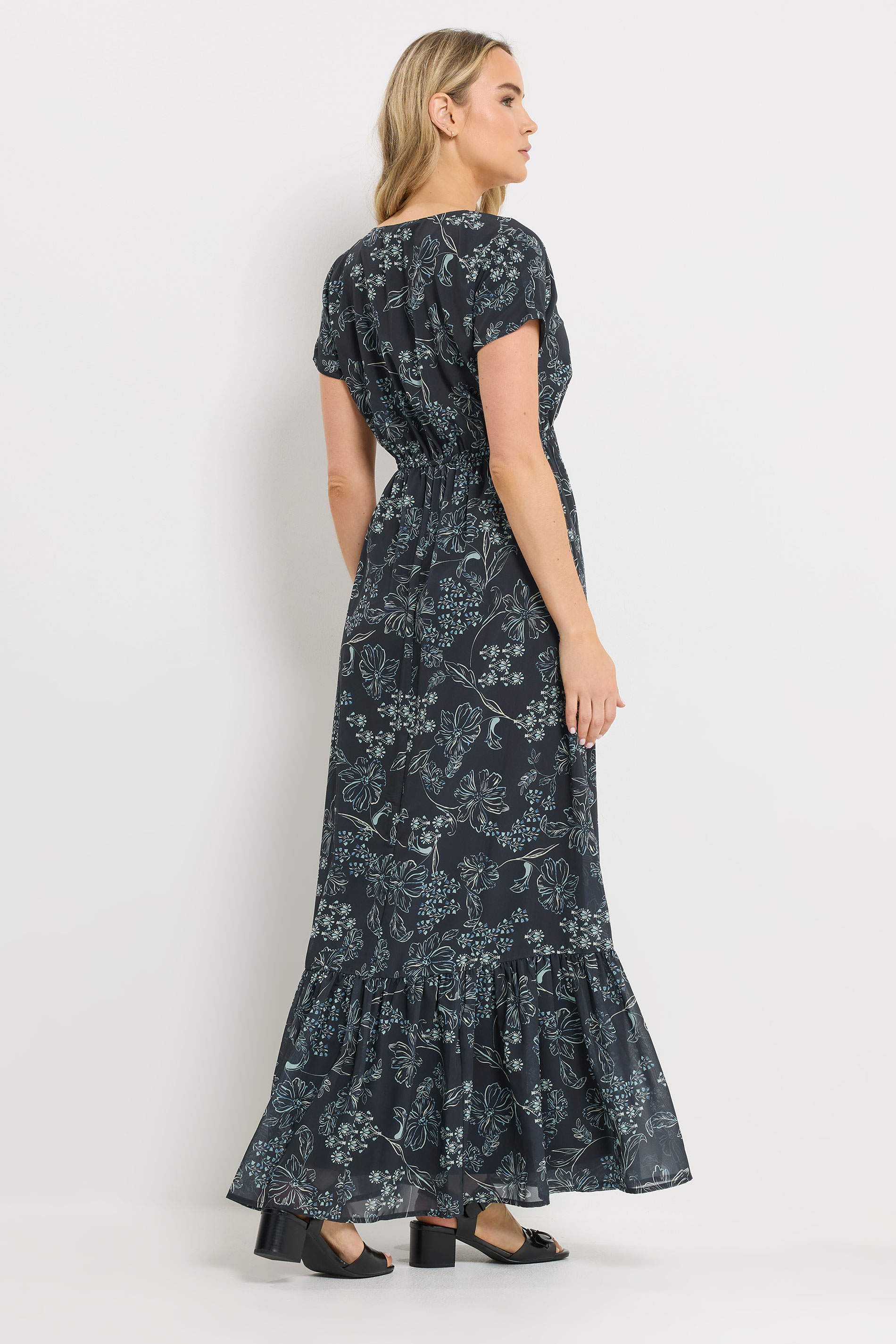 LTS Tall Women's Navy Blue Floral Tie Waist Maxi Dress | Long Tall Sally 2